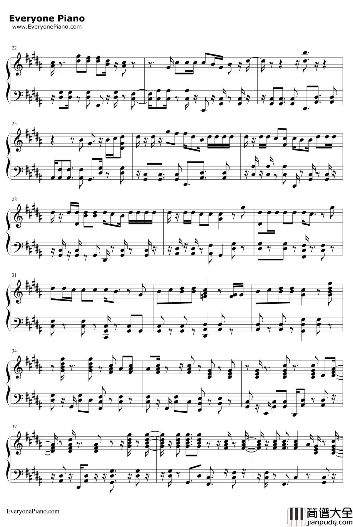 Unforgettable钢琴谱_FrenchMontana