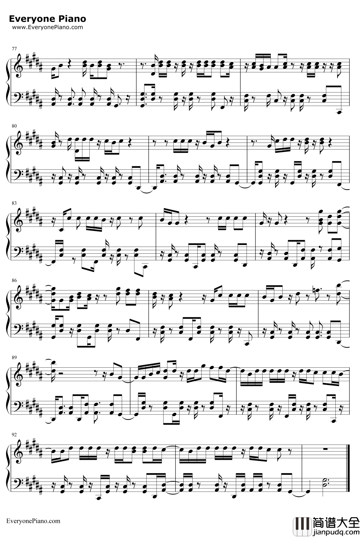 Unforgettable钢琴谱_FrenchMontana