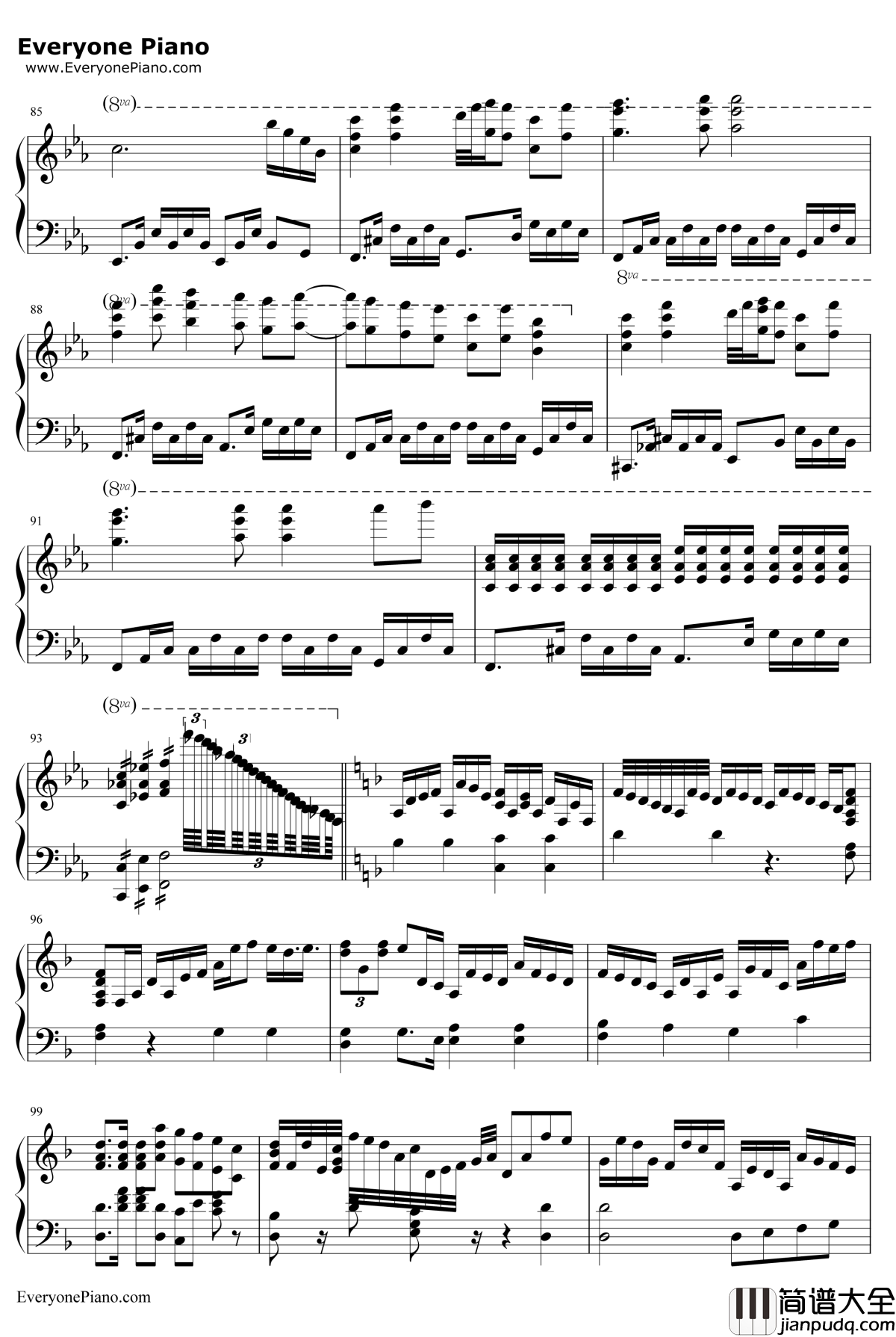 千年幻想郷钢琴谱_东方project_东方永夜抄OST