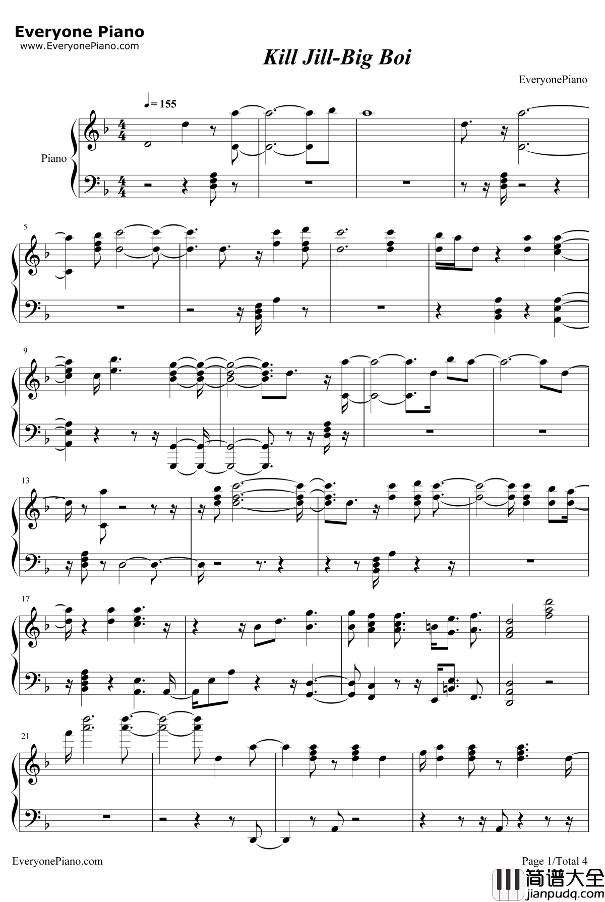 Kill_Jill钢琴谱_BigBoi