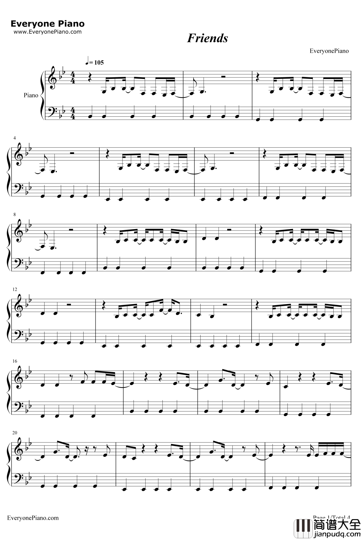 Friends钢琴谱_JustinBieberBloodPop