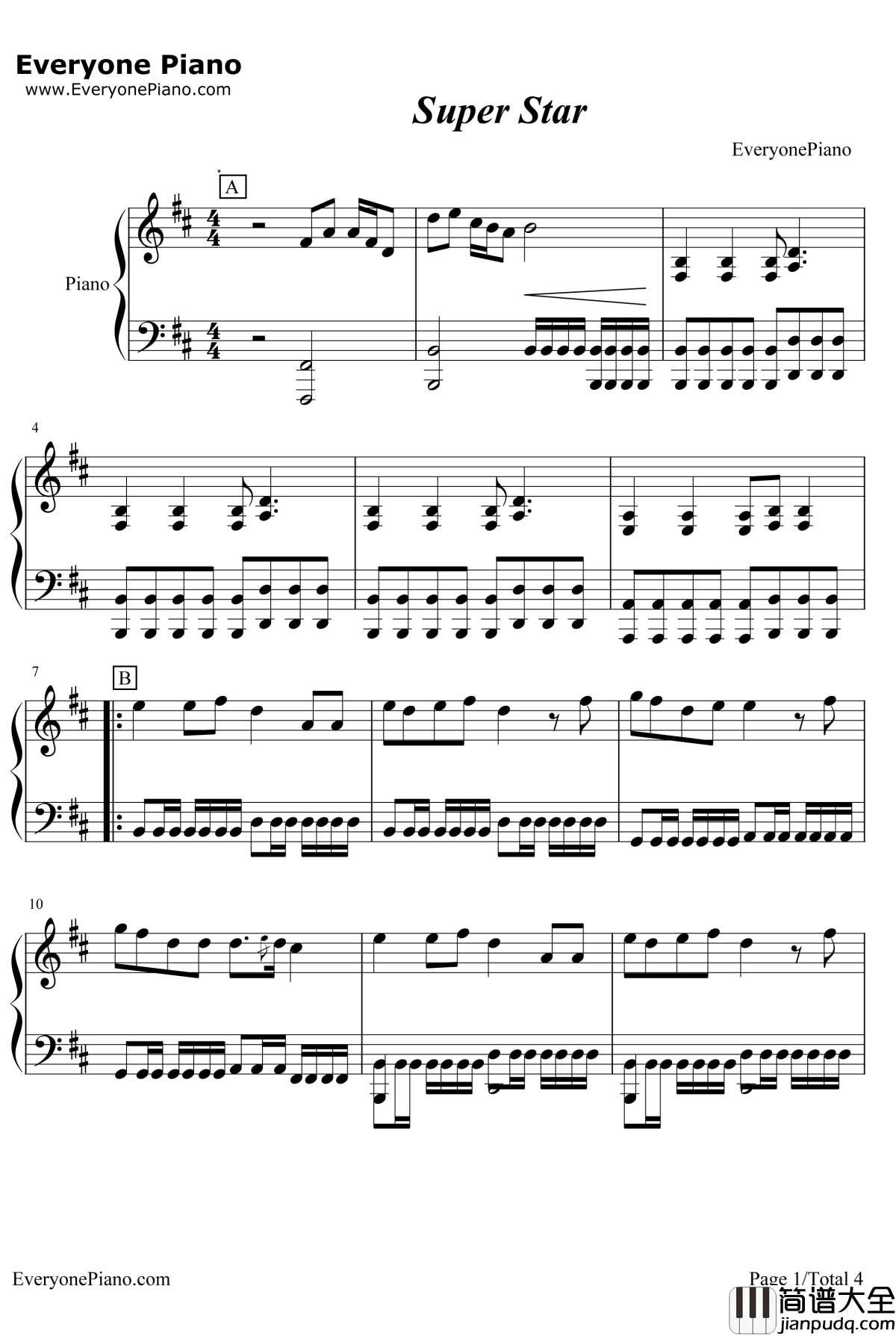 Super_Star钢琴谱_S.H.E