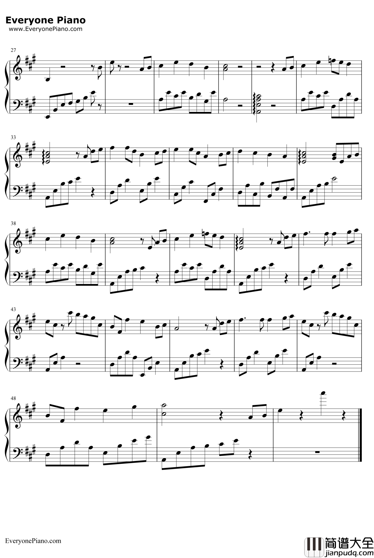 告白钢琴谱_岩代太郎_杀人回忆插曲