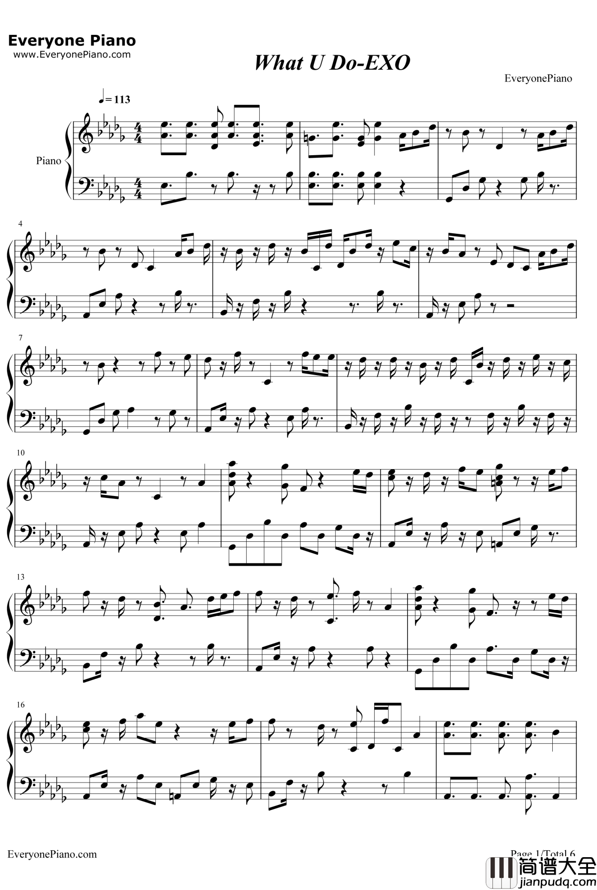 What_U_Do钢琴谱_EXO