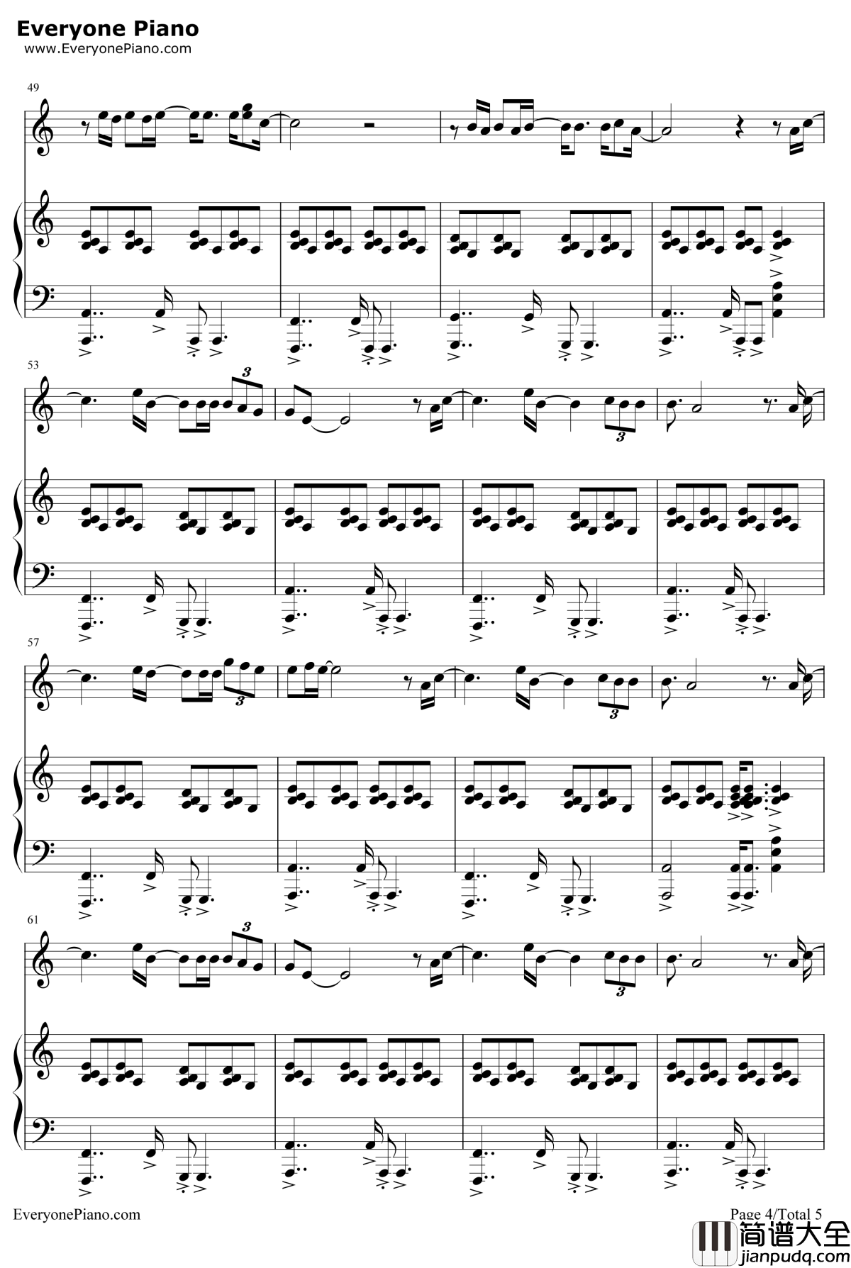 再见青春钢琴谱_汪峰_北京爱情故事插曲