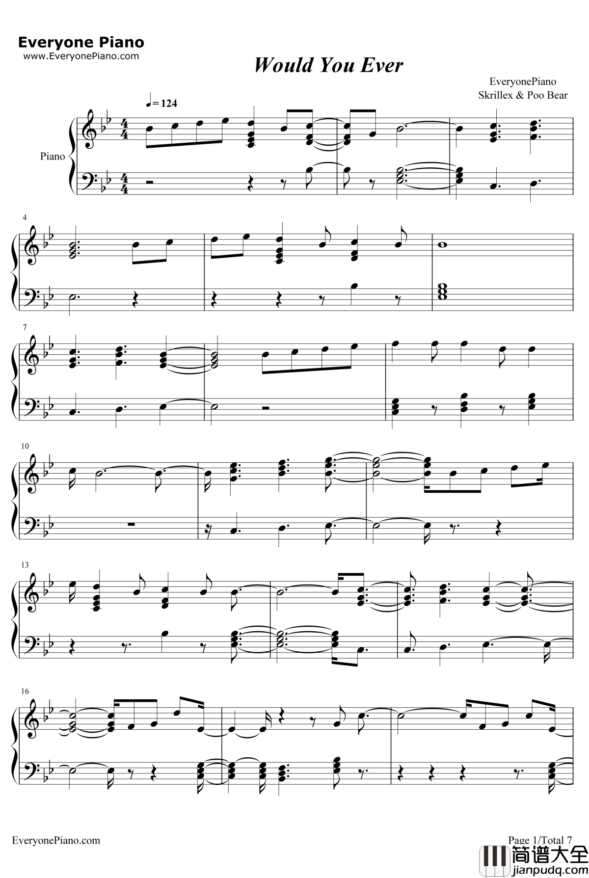 Would_You_Ever钢琴谱_SkrillexPooBear