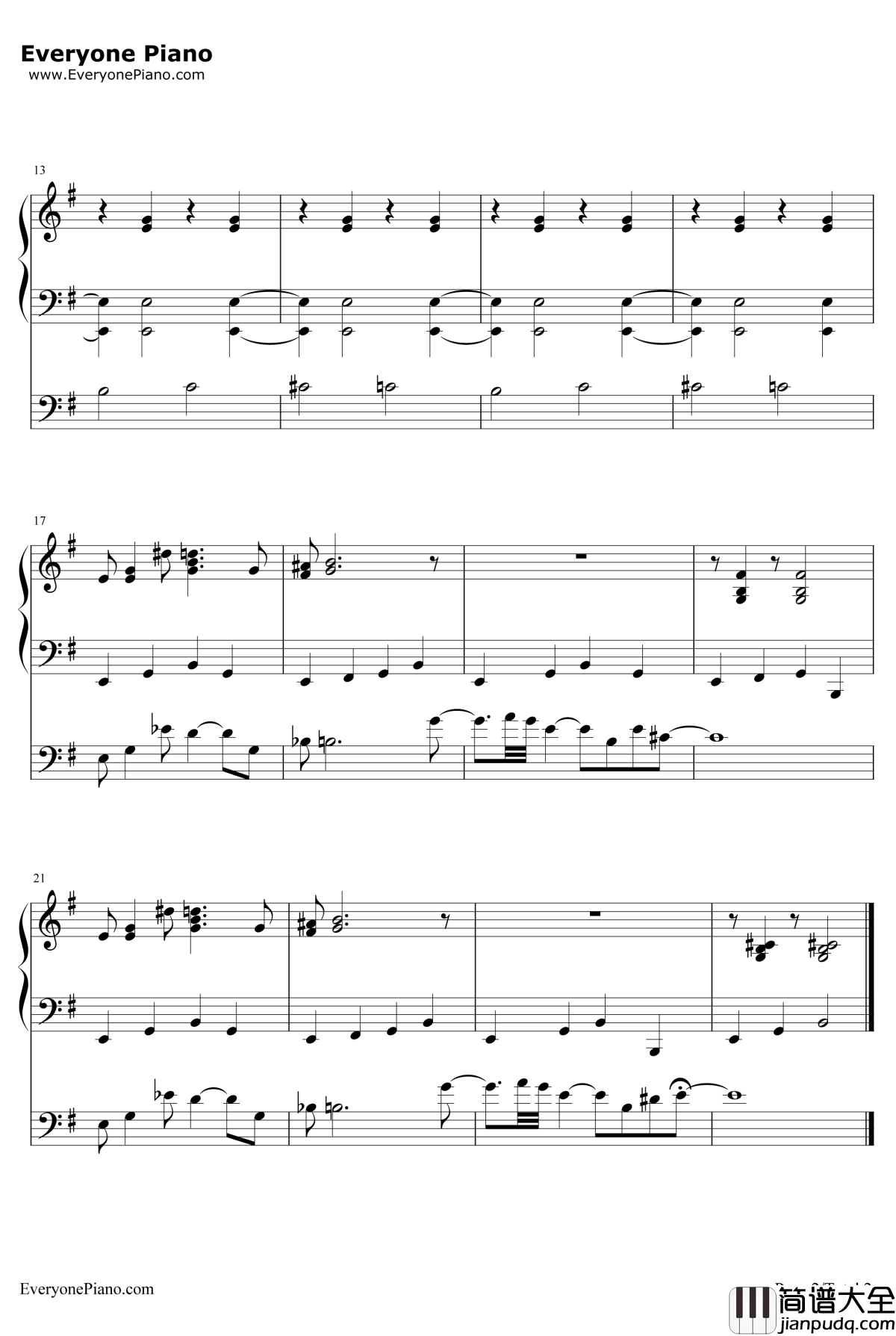 James_Bond_Theme钢琴谱_JohnBarry_007电影开场音乐