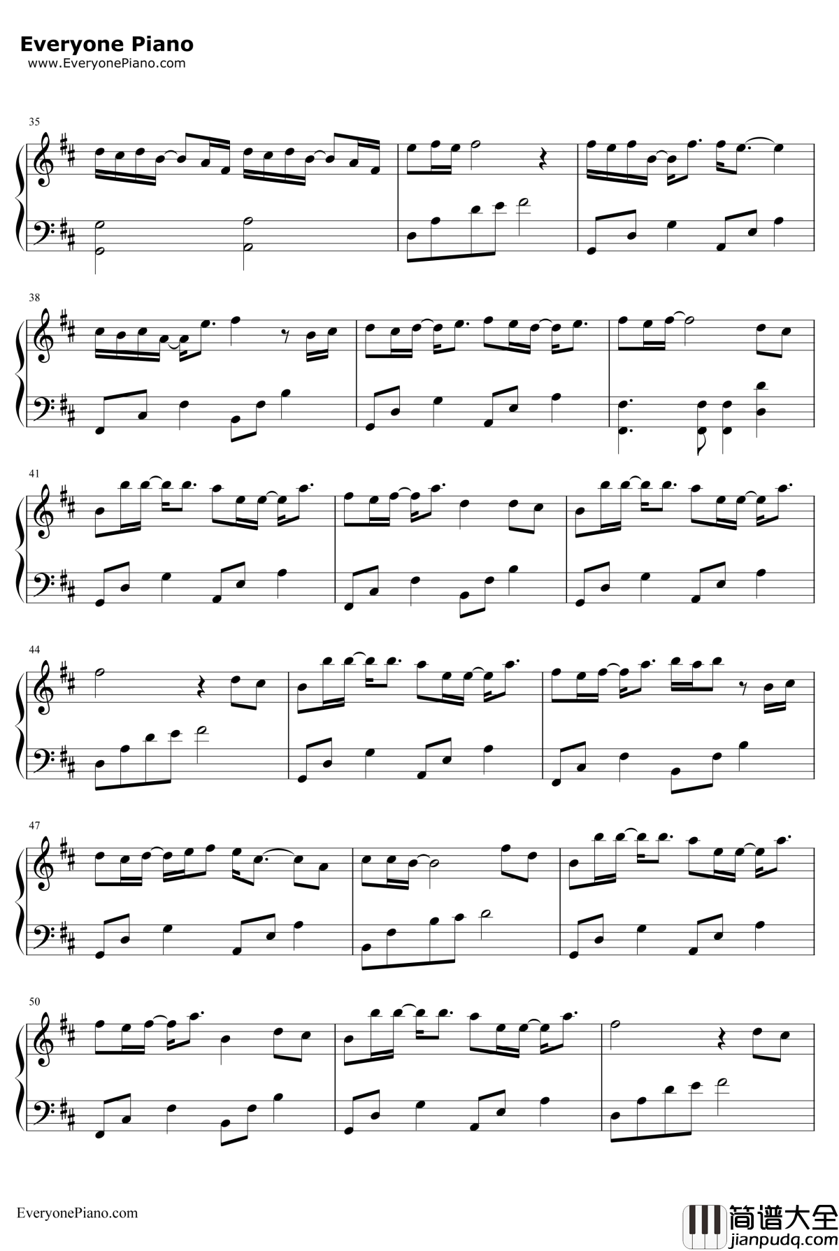 生死相随钢琴谱_崔子格杨培安_秦时丽人明月心片尾曲