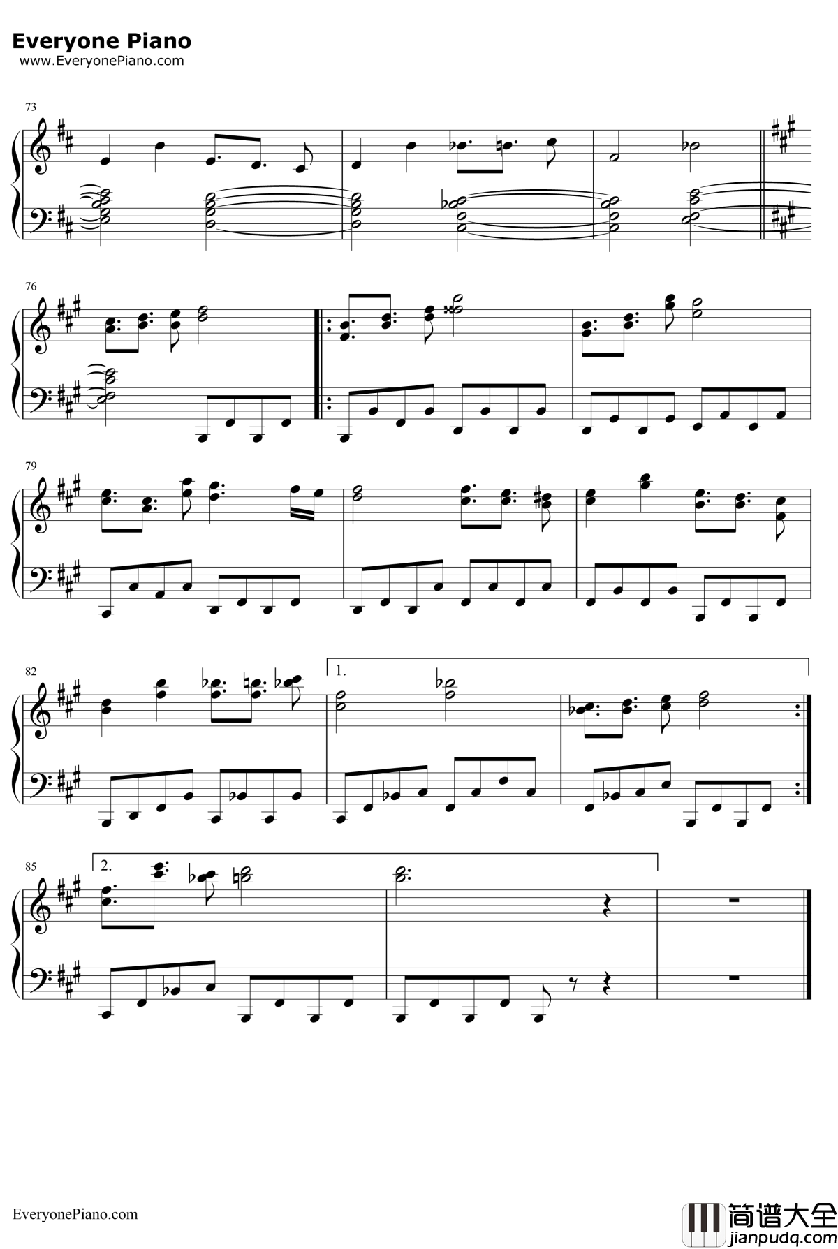 不思议の国のアリス钢琴谱_东方Project_东方怪绮谈Extra面主题曲