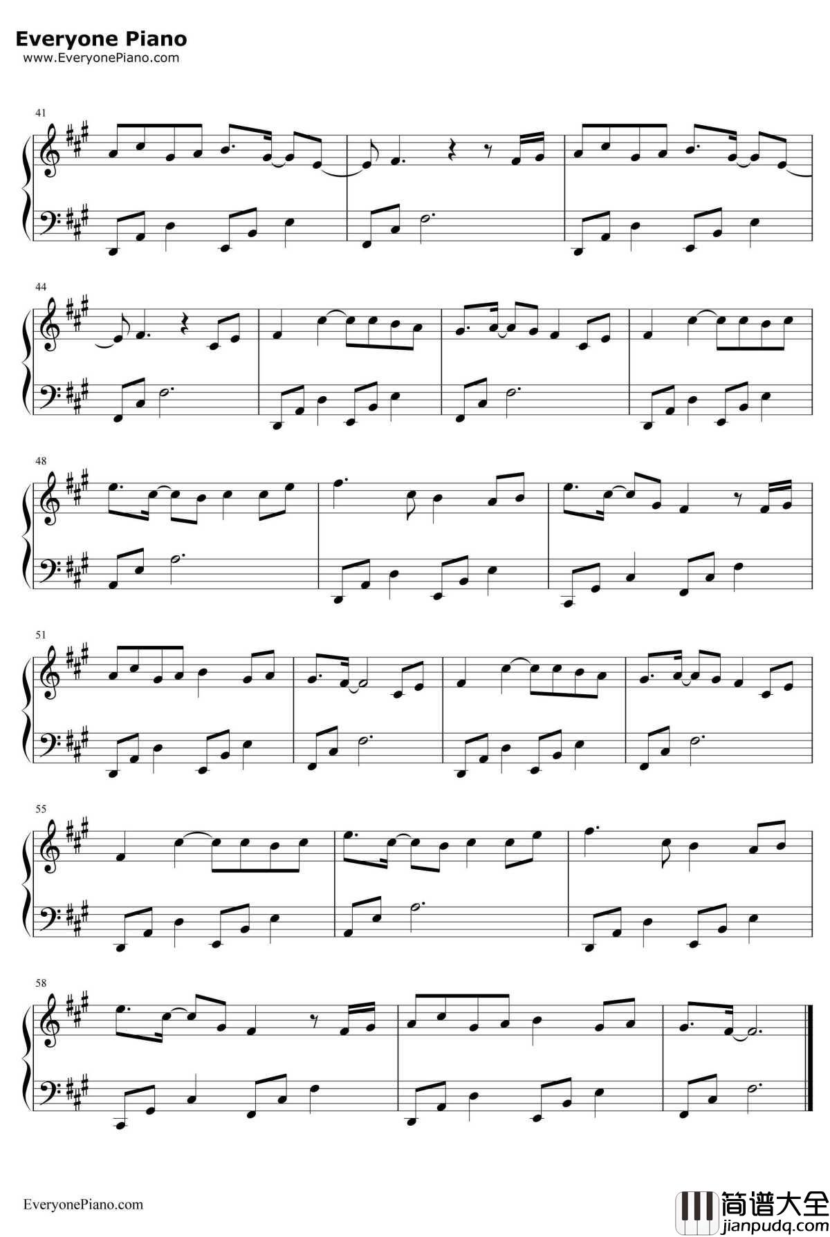 因你钢琴谱_陈伟霆_醉玲珑主题曲