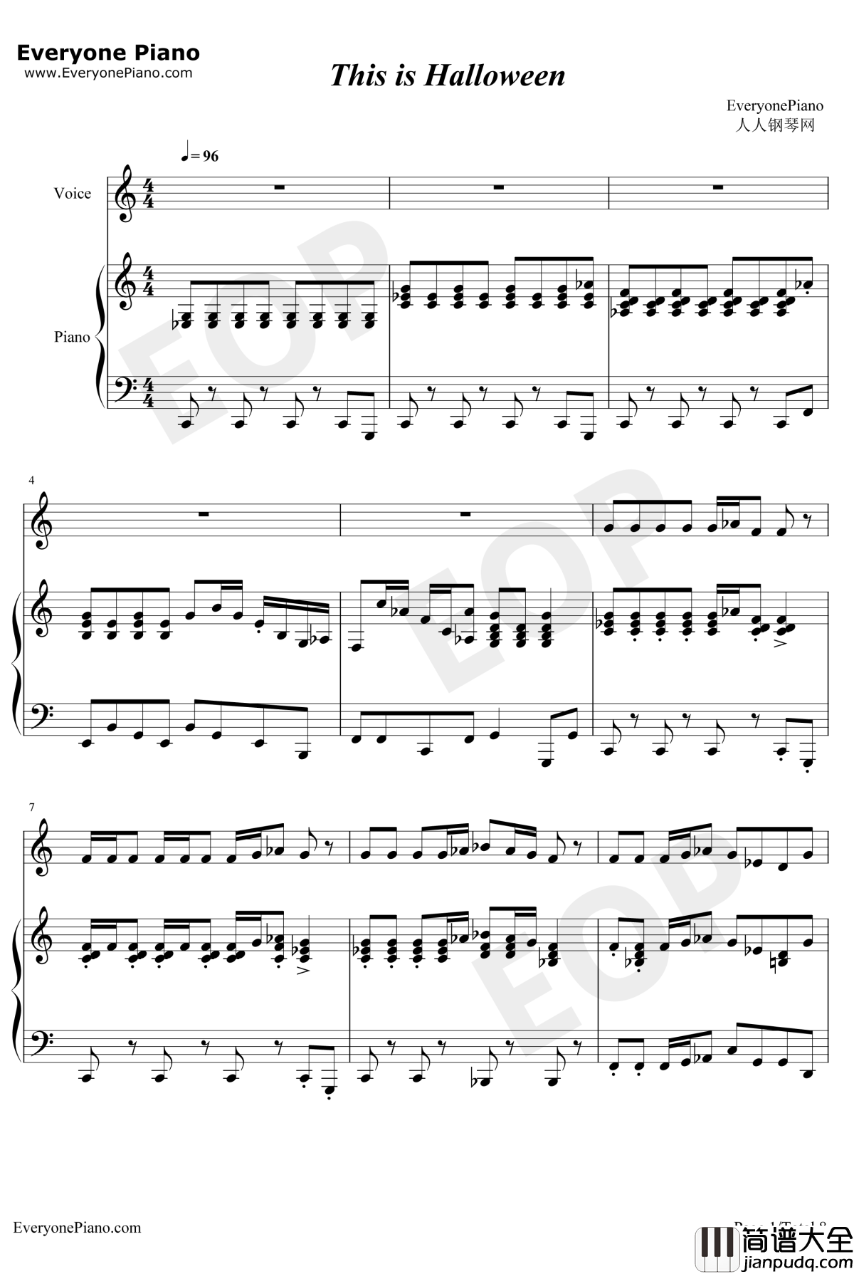 This_Is_Halloween钢琴谱_DannyElfman_圣诞夜惊魂OST