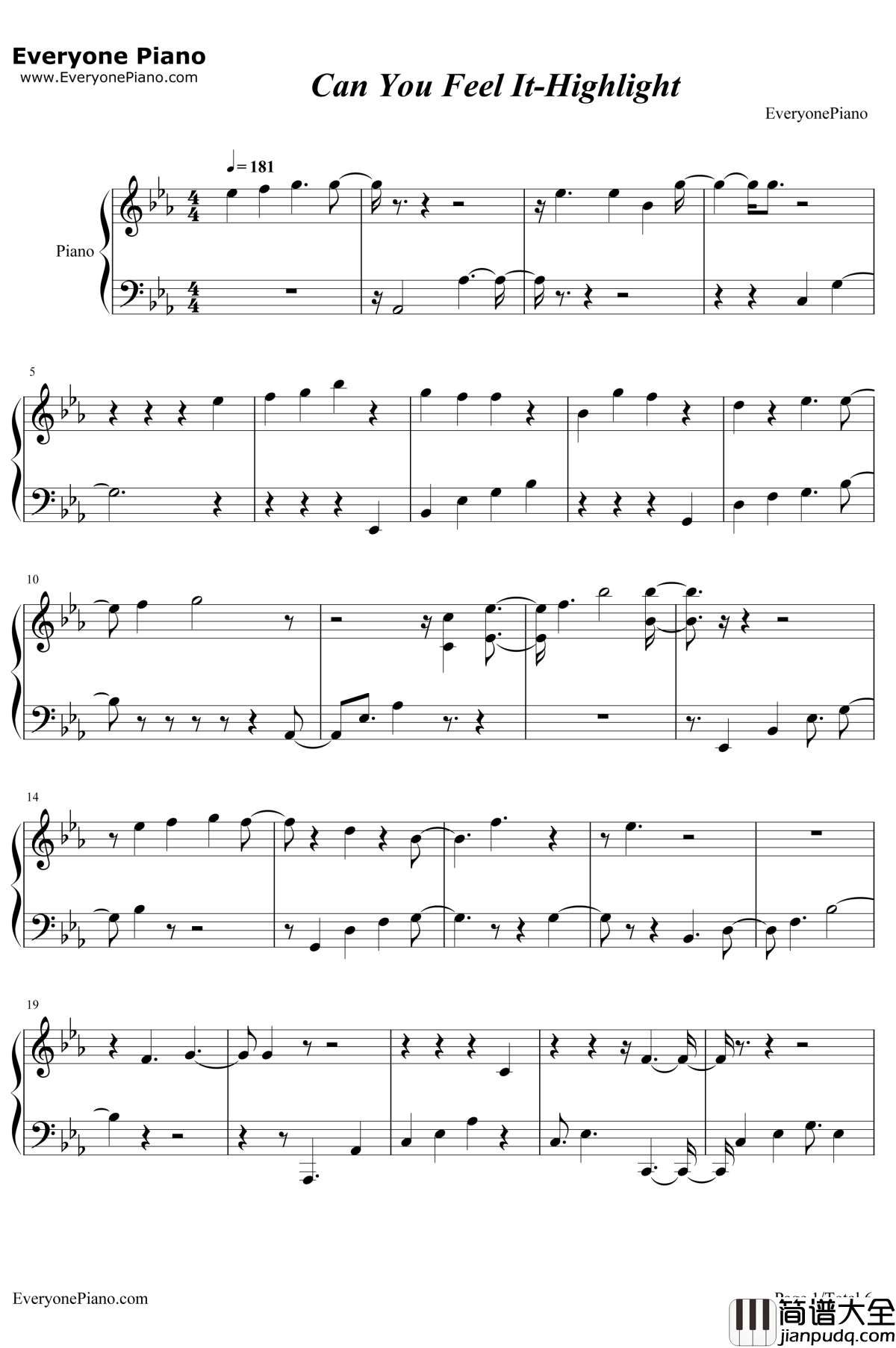 CanYou_Feel_It钢琴谱_Highlight