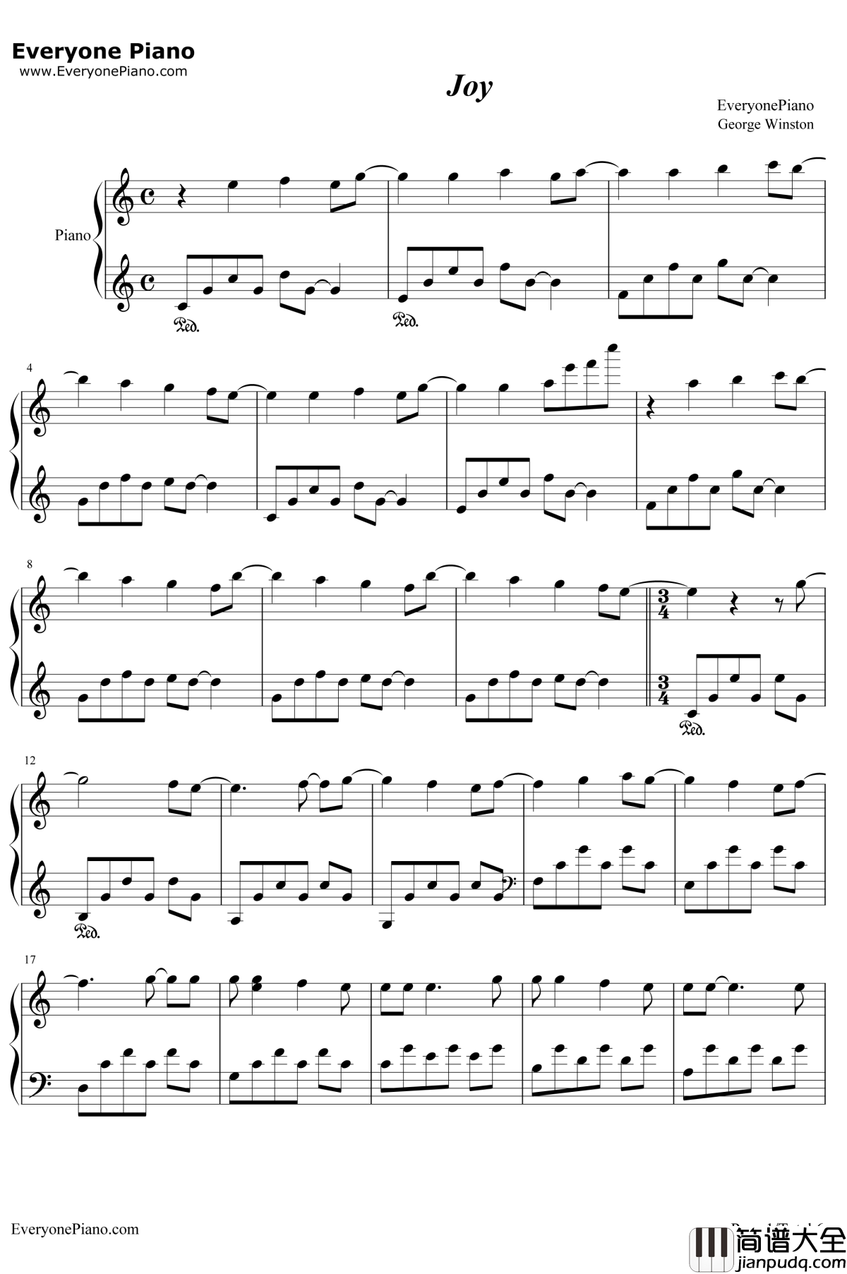 Joy钢琴谱_乔治·温斯顿_GeorgeWinston