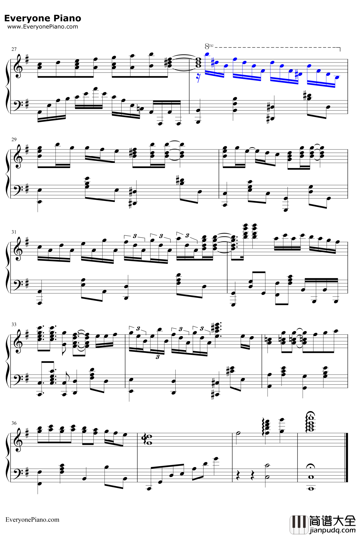 月灯り钢琴谱_雨宫天_斩赤红之瞳ED2