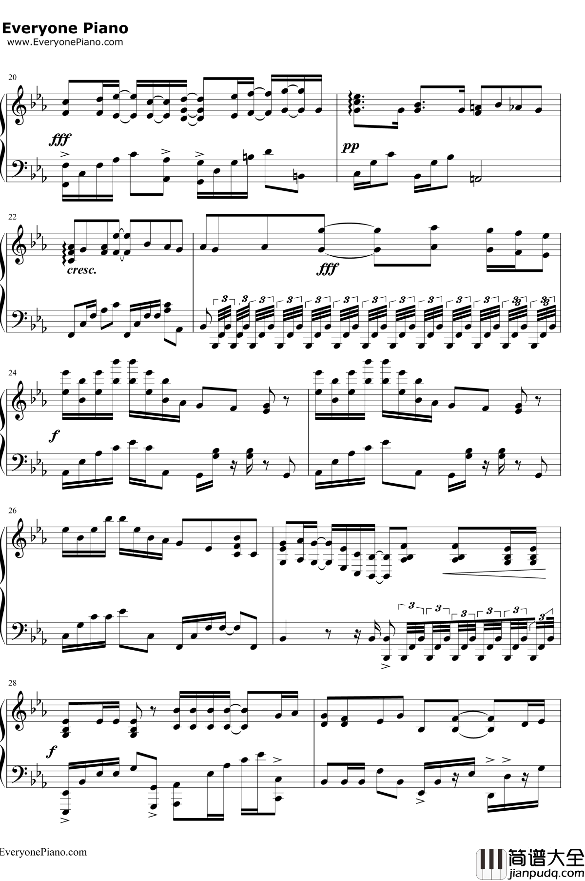 岁月如歌钢琴谱_陈奕迅_冲上云霄主题曲