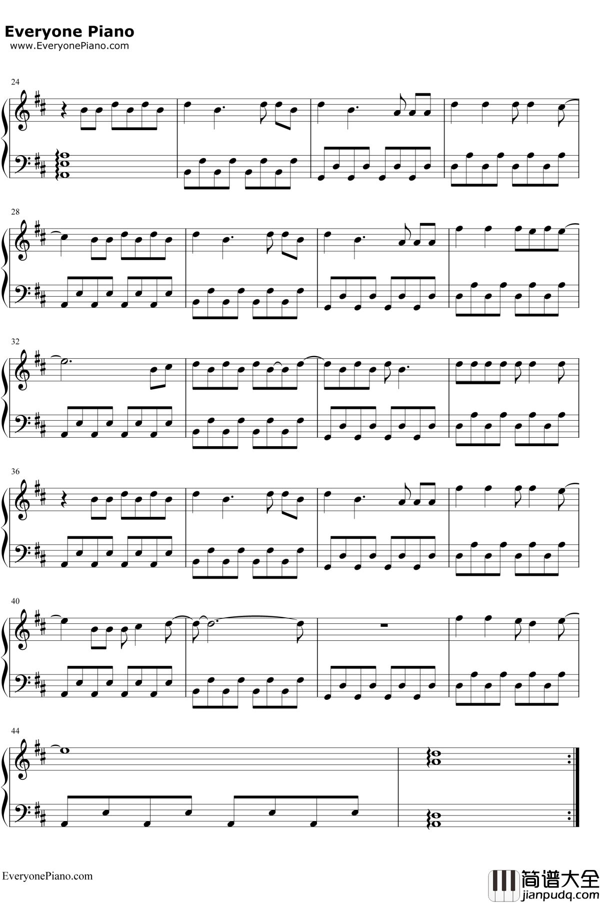 逆战钢琴谱_张杰_简单版