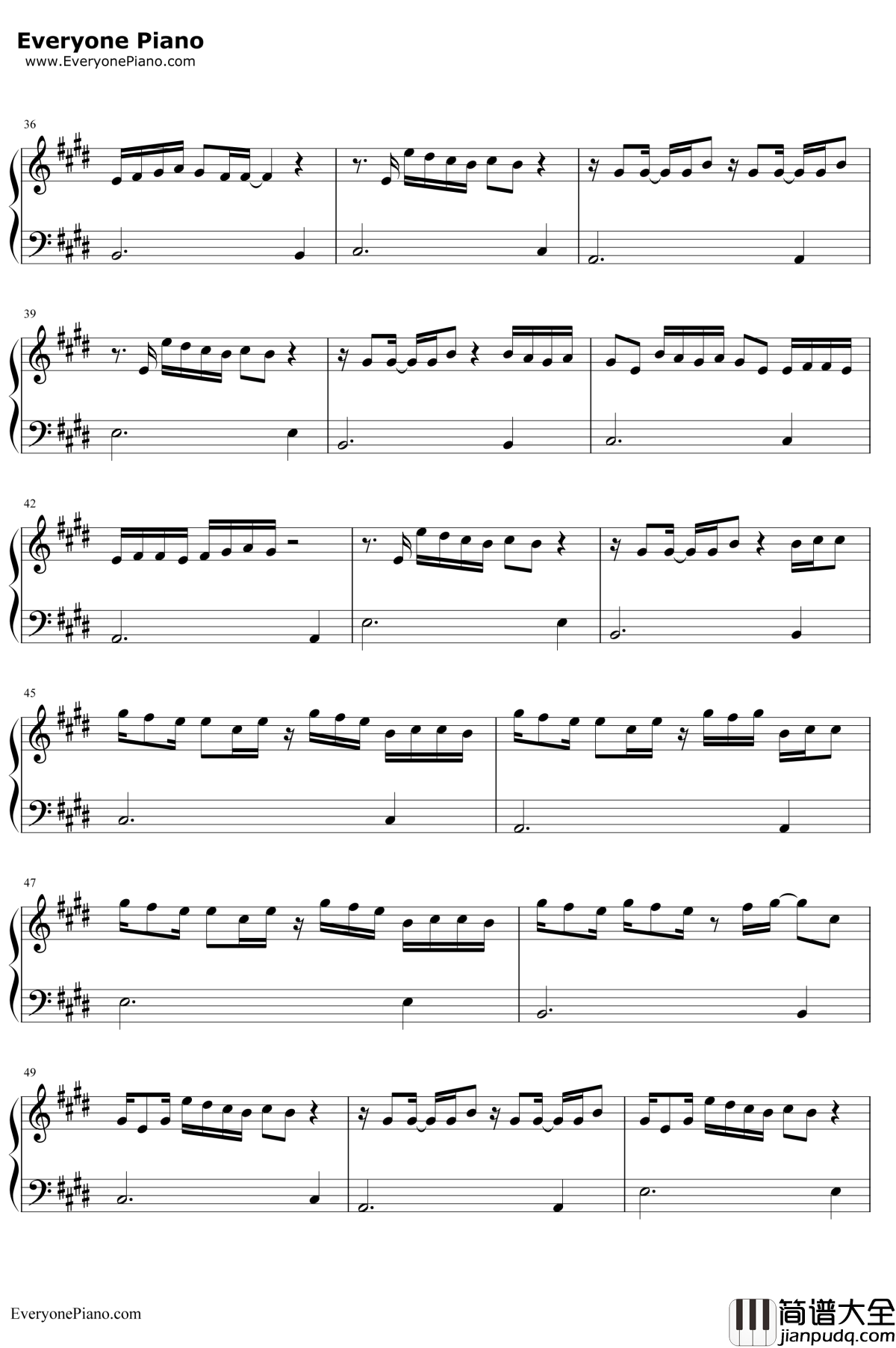 触发钢琴谱_鹿晗