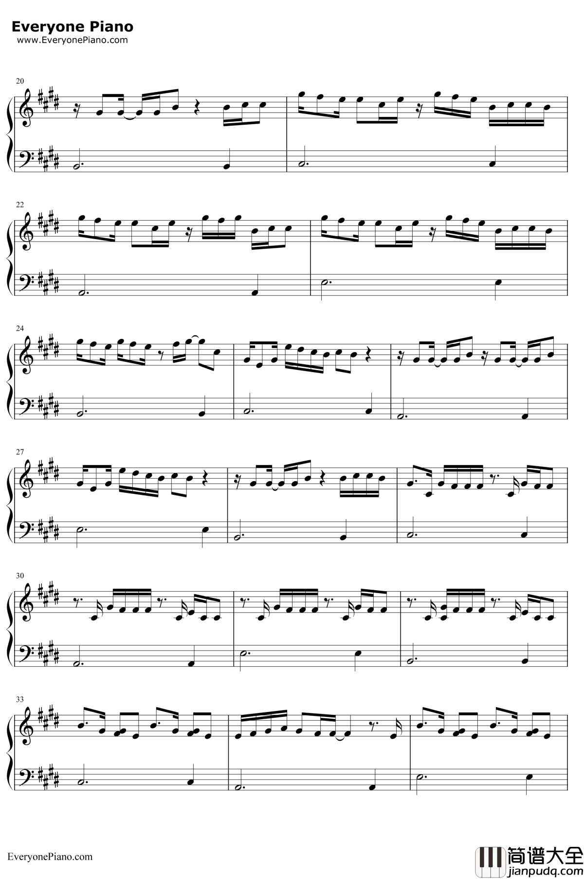 触发钢琴谱_鹿晗