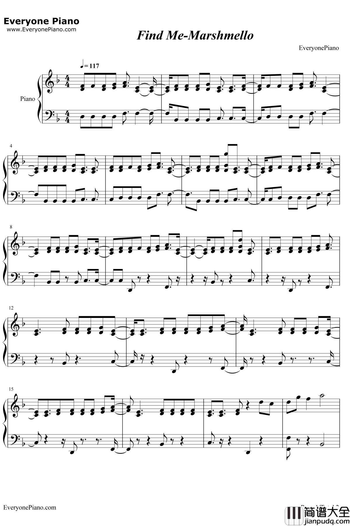 FindMe钢琴谱_Marshmello