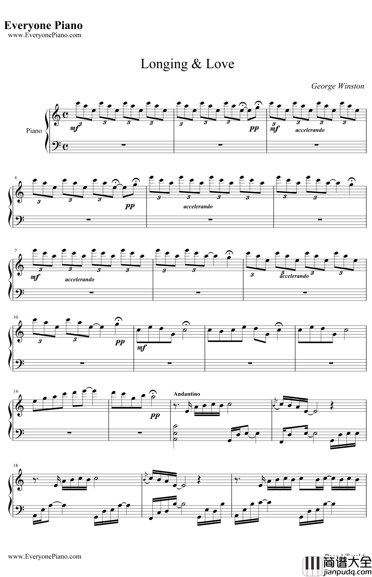Longing__Love钢琴谱_GeorgeWinston乔治温斯顿