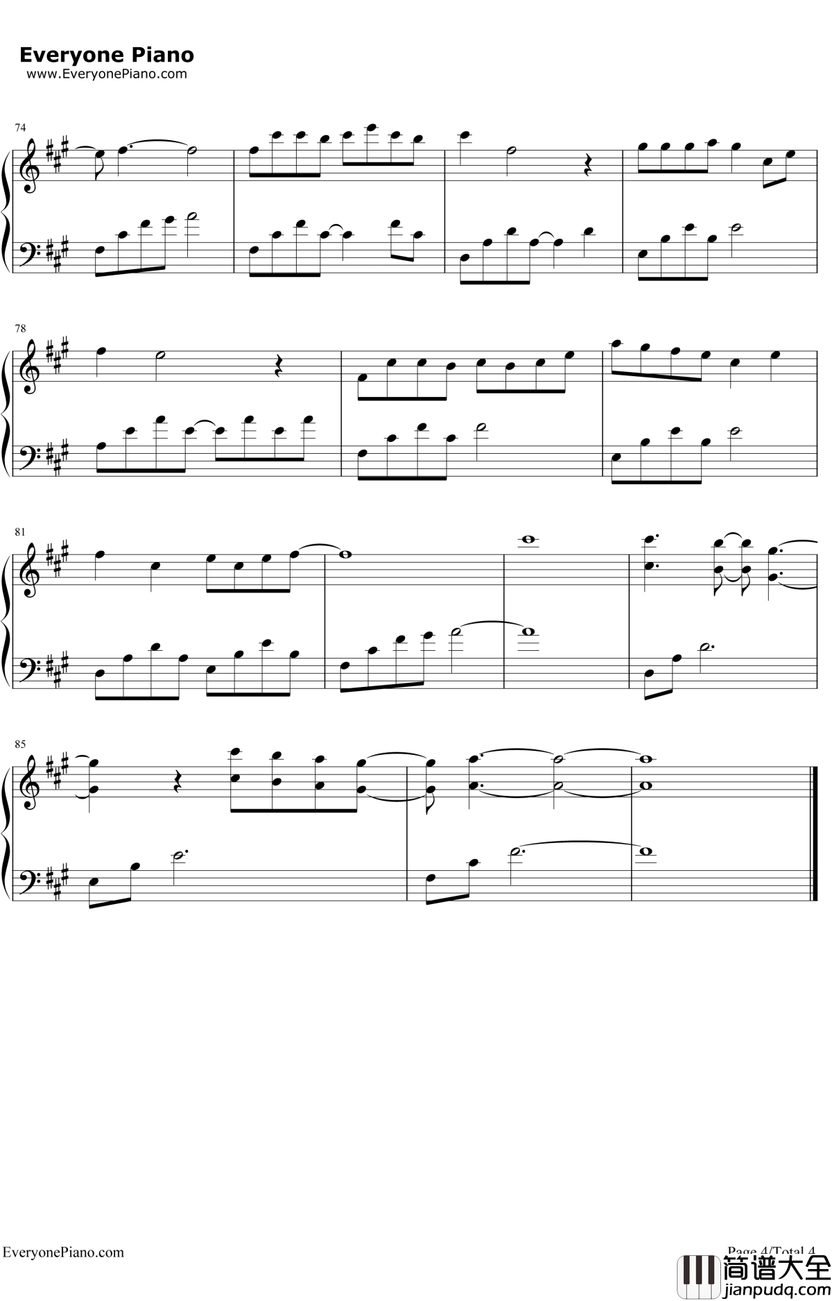 凉凉钢琴谱_张碧晨/杨宗纬_电视剧_三生三世十里桃花_