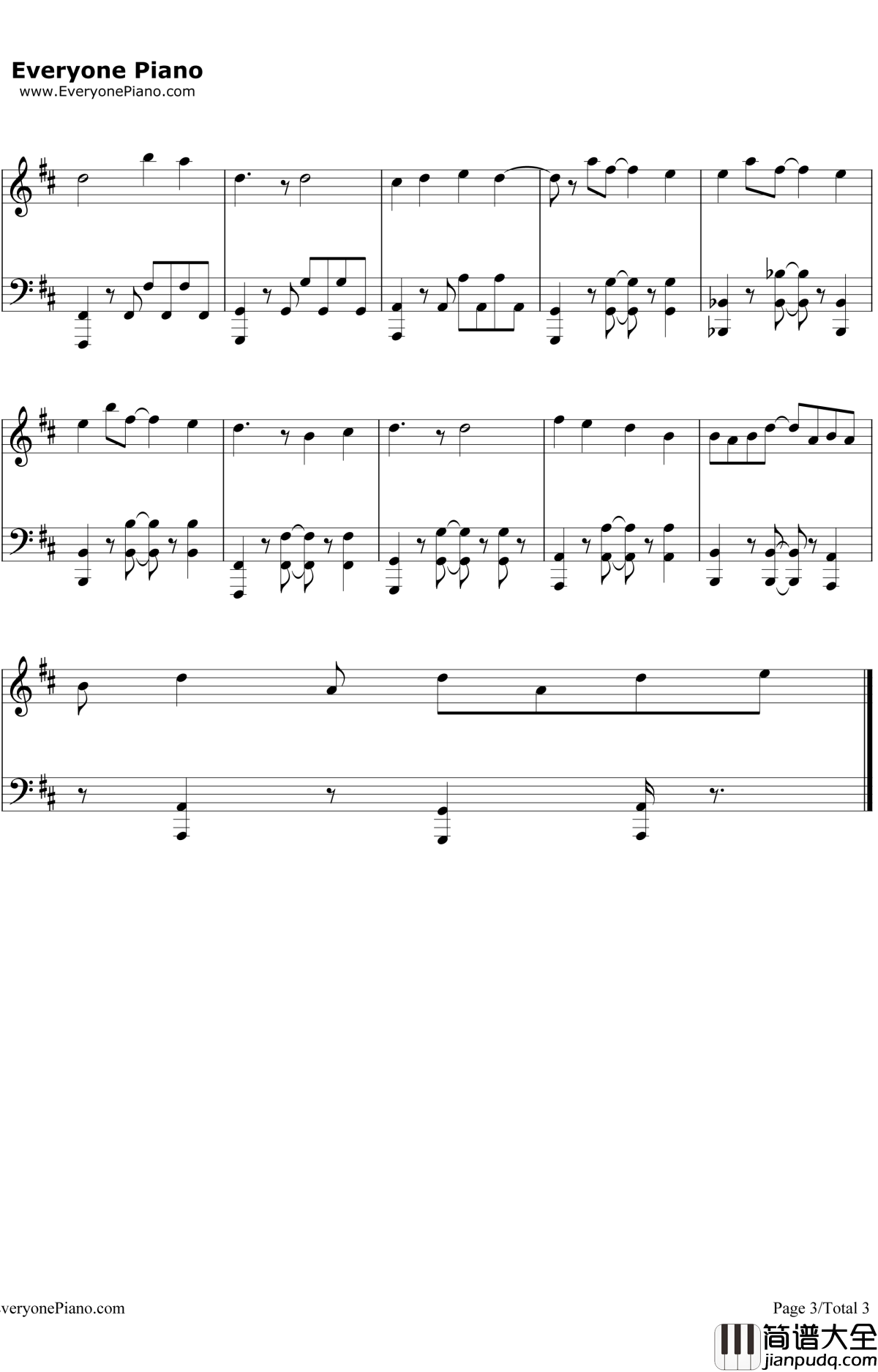 シルエット钢琴谱_KANA_BOON_火影忍者疾风传OP16