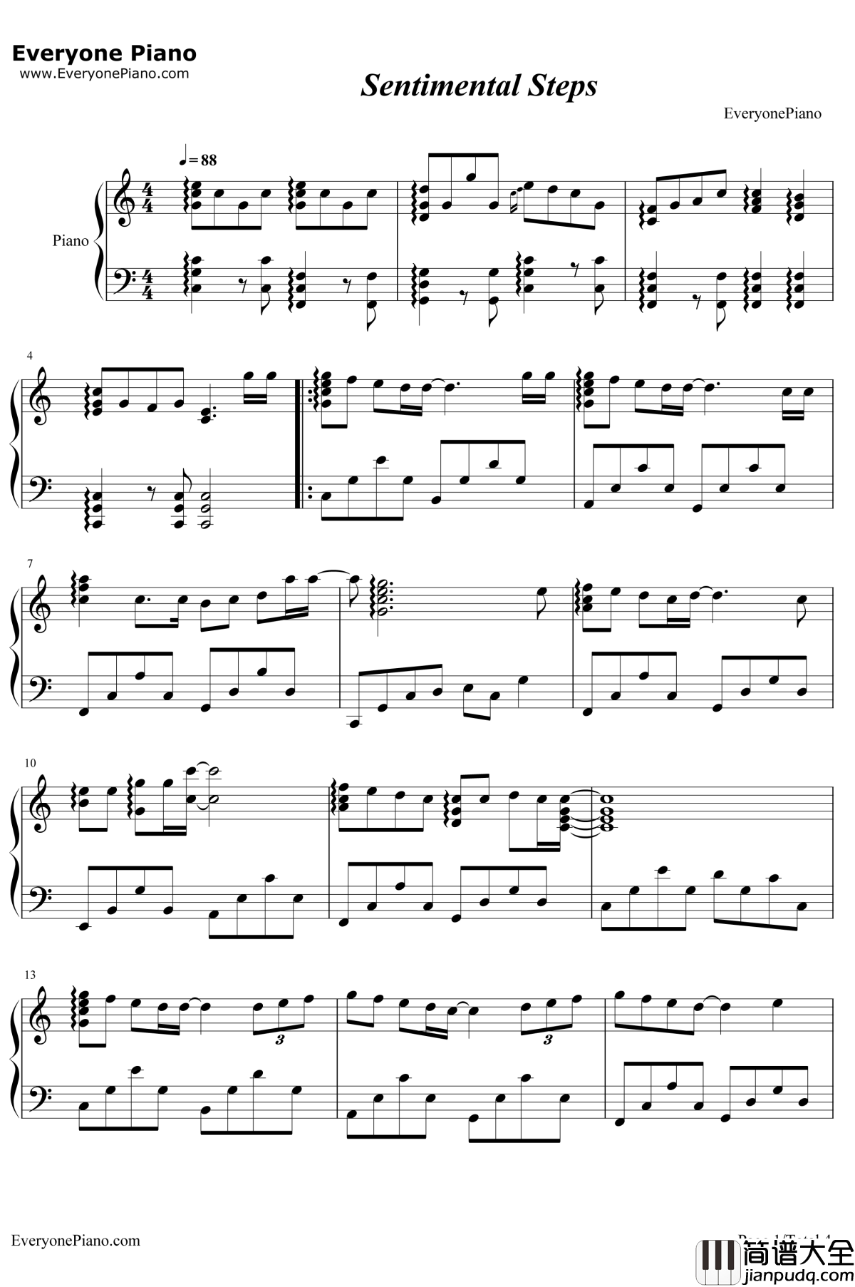 Sentimental_Steps钢琴谱_μ's_LoveLive插曲