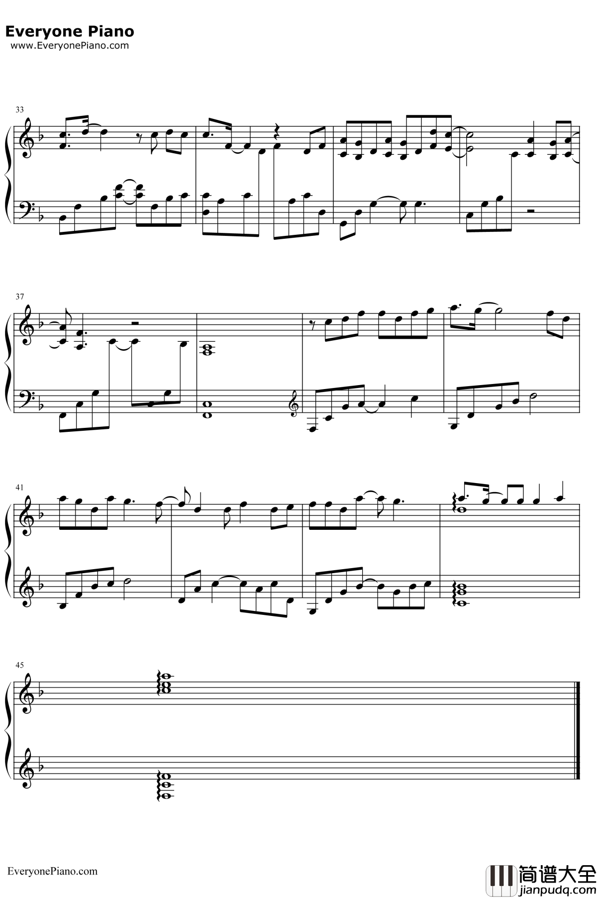 因为爱情钢琴谱__王菲陈奕迅