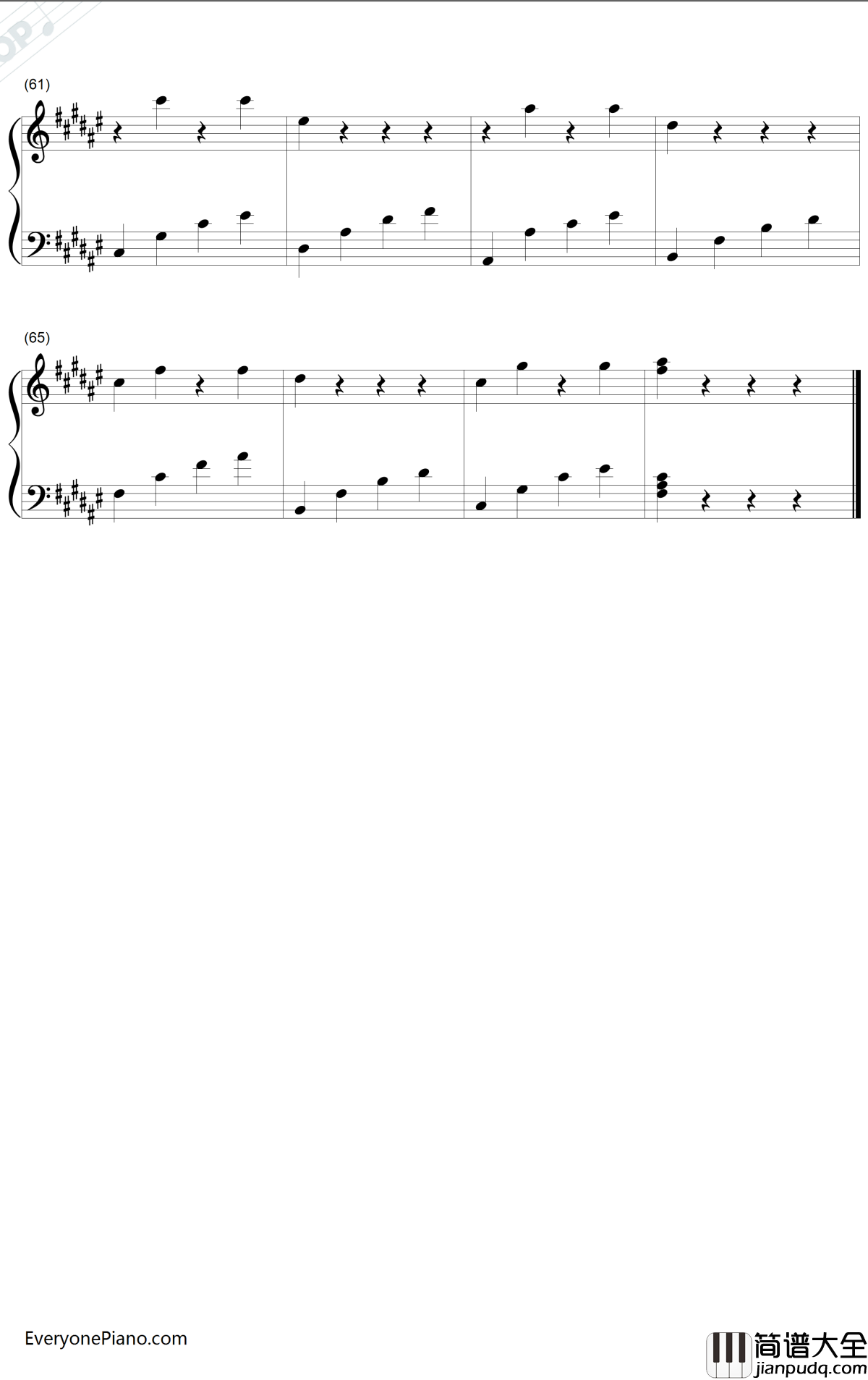 琴光的卡农钢琴谱_琴光Kelly