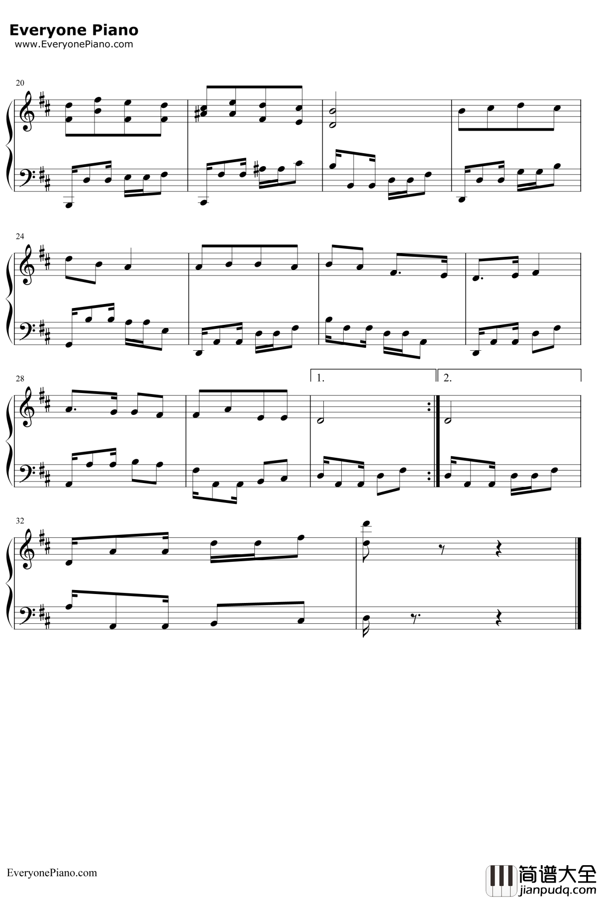 可爱的一朵玫瑰花钢琴谱_王洛宾_都达尔和玛丽亚