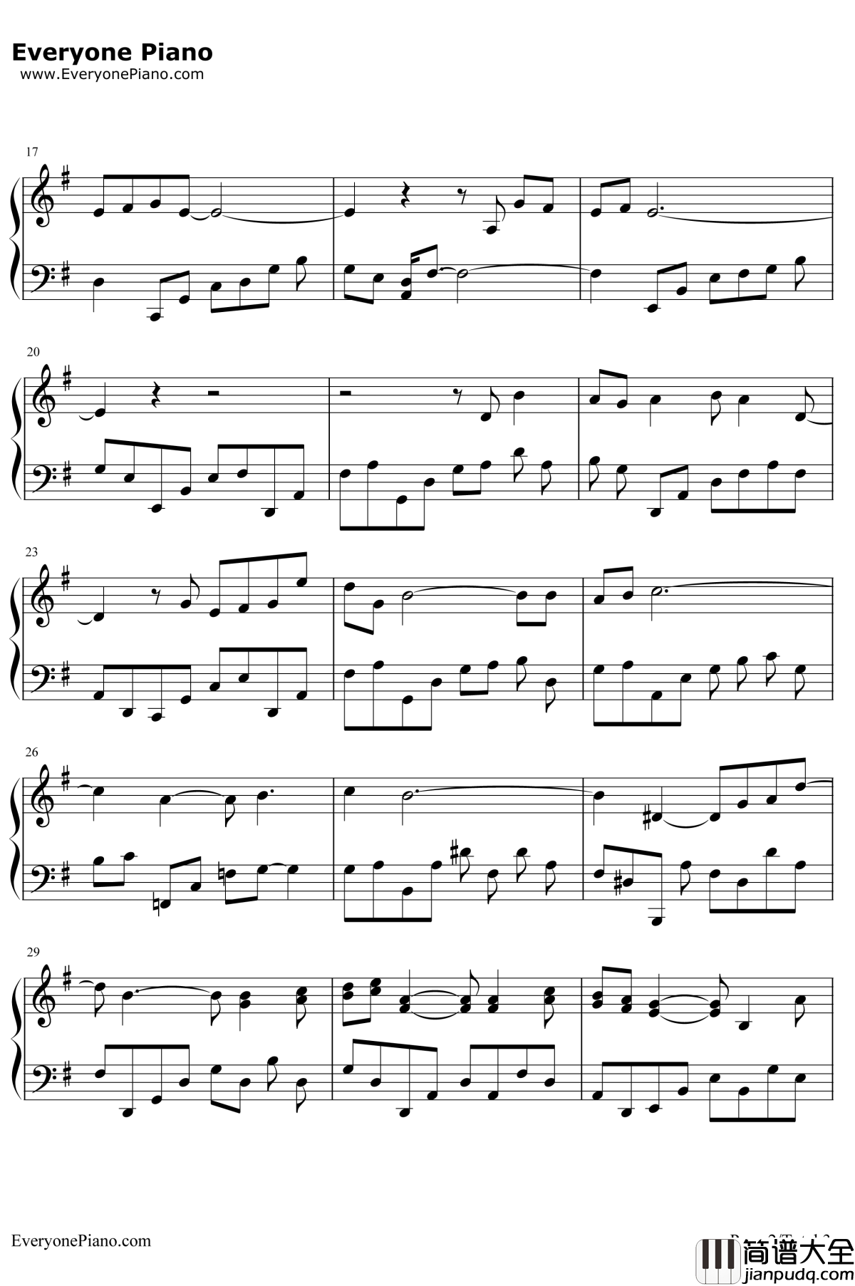 十年钢琴谱_陈奕迅_简单版