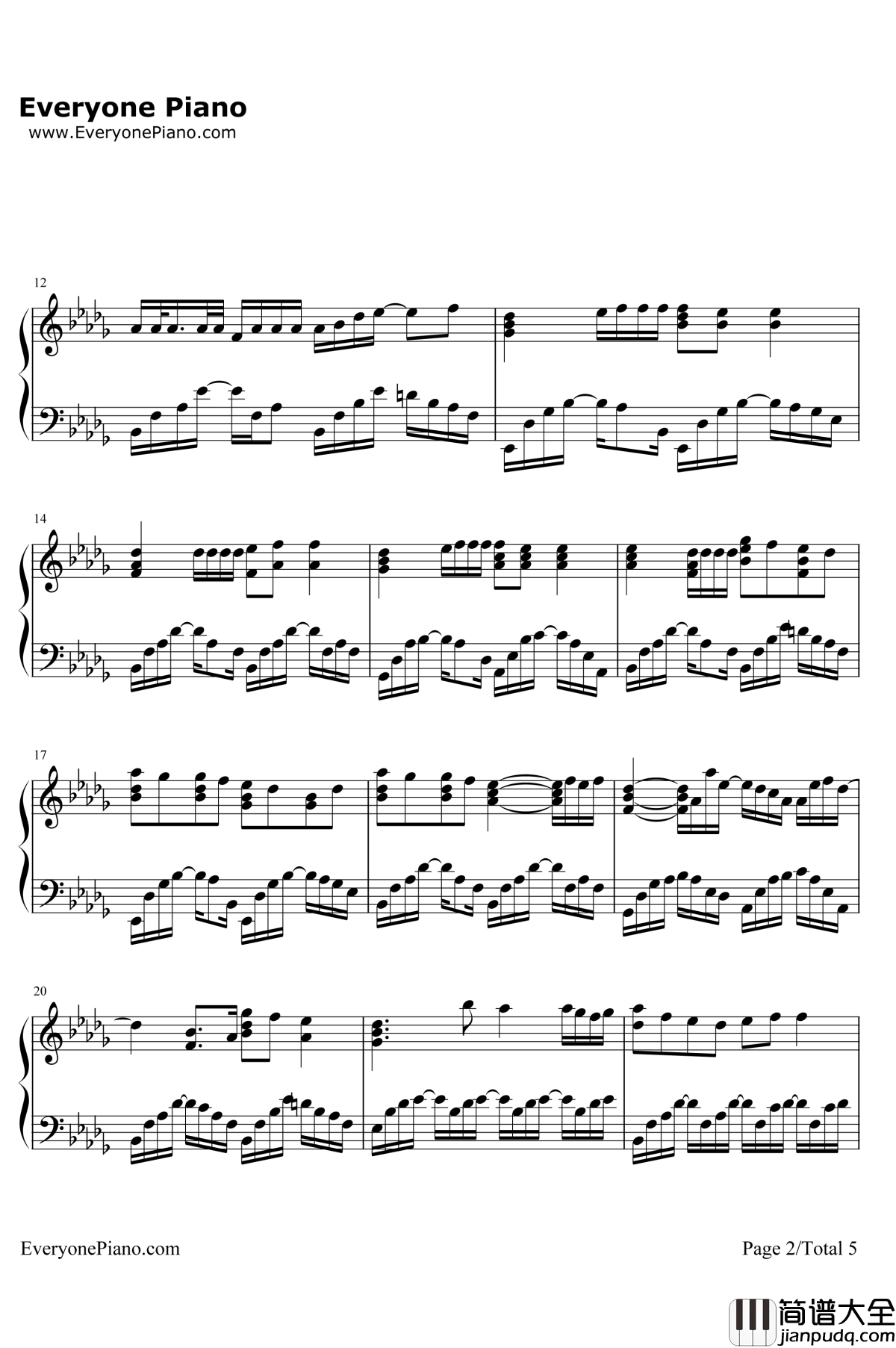 诺言钢琴谱__鹿晗