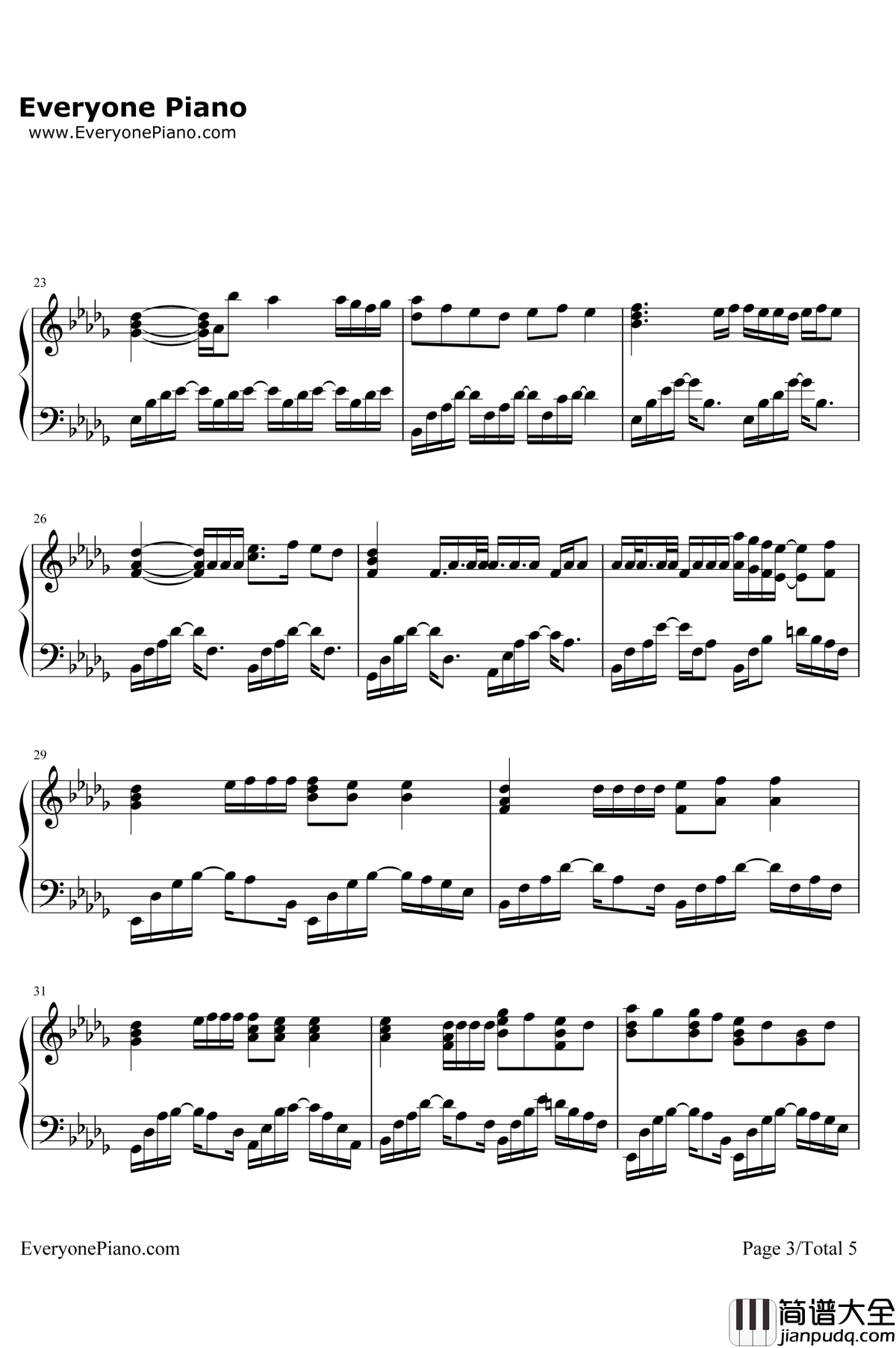 诺言钢琴谱__鹿晗