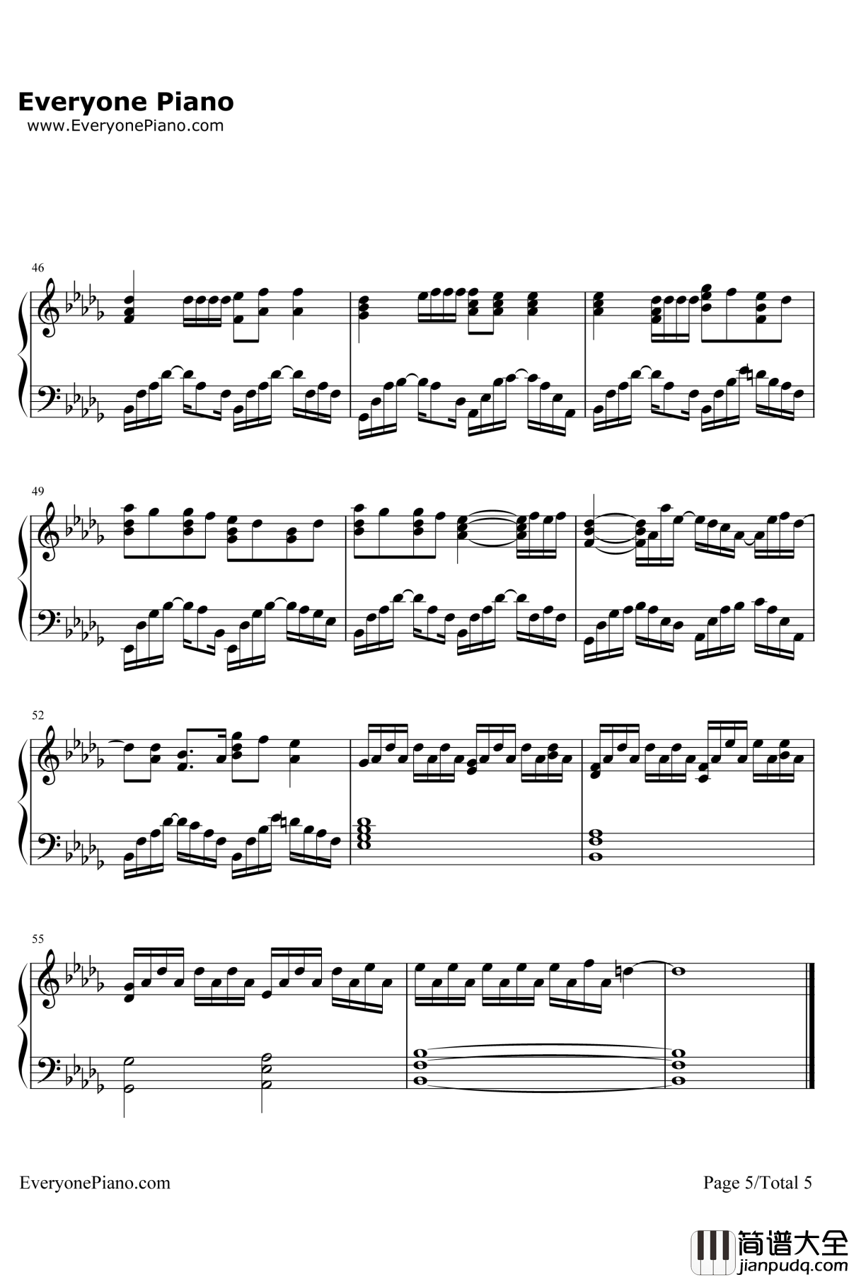 诺言钢琴谱__鹿晗