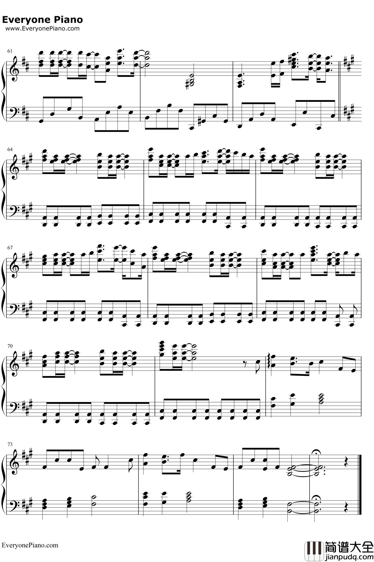 Itsuka钢琴谱_泽野弘之_阳光照耀的未来主题曲