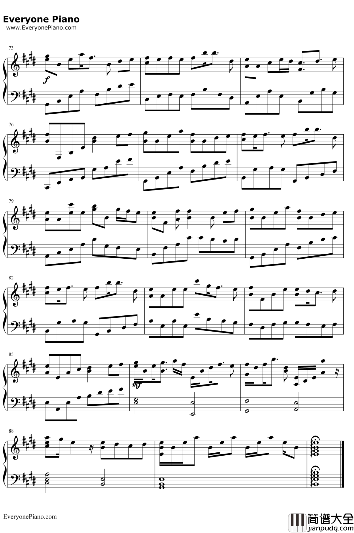 帰るから钢琴谱_BlueDrops_天降之物F片尾曲