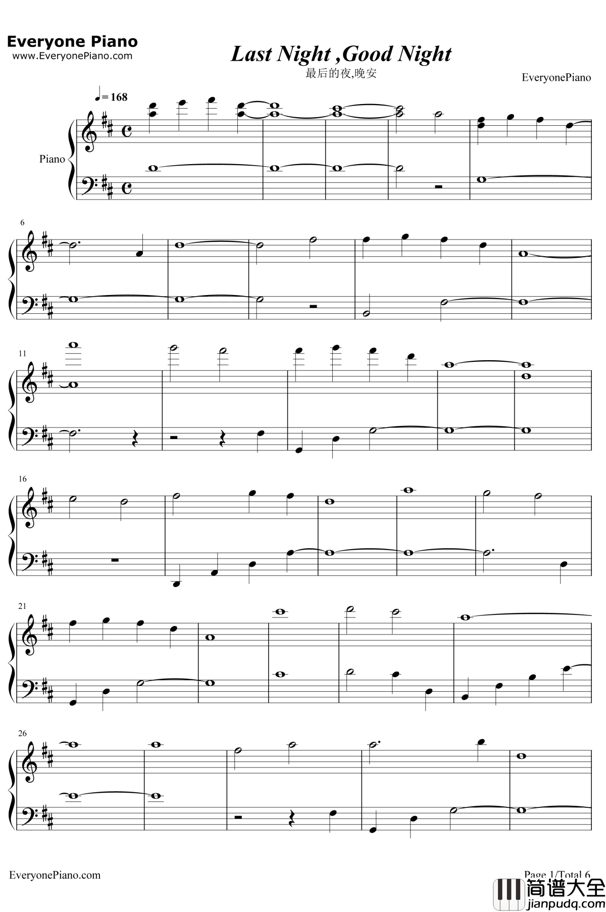 Last_Night_Good_Night钢琴谱_初音ミク