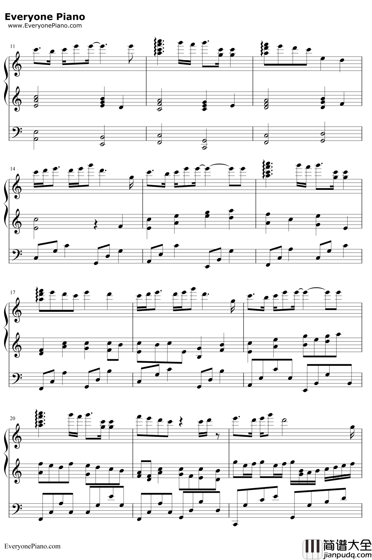 天空之城伴随着你卡农合奏钢琴谱_未知