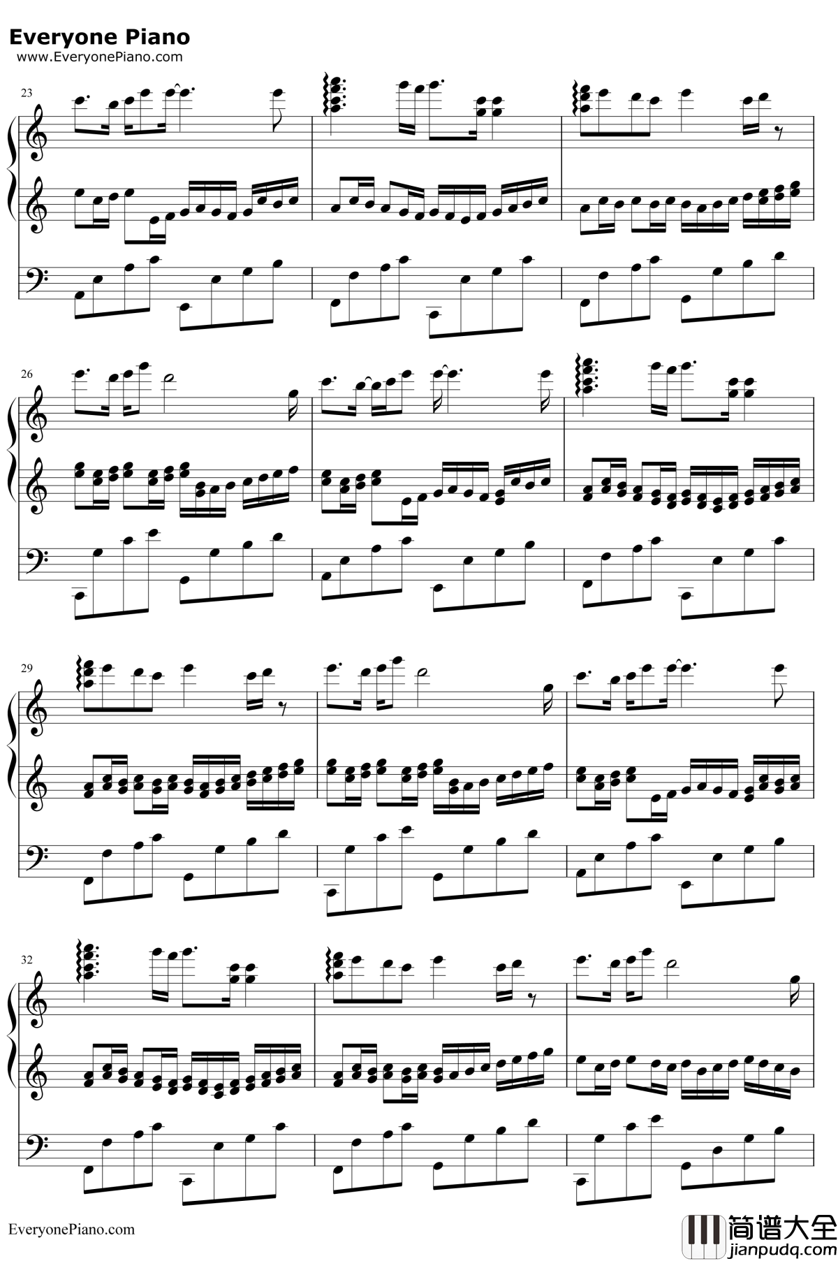 天空之城伴随着你卡农合奏钢琴谱_未知