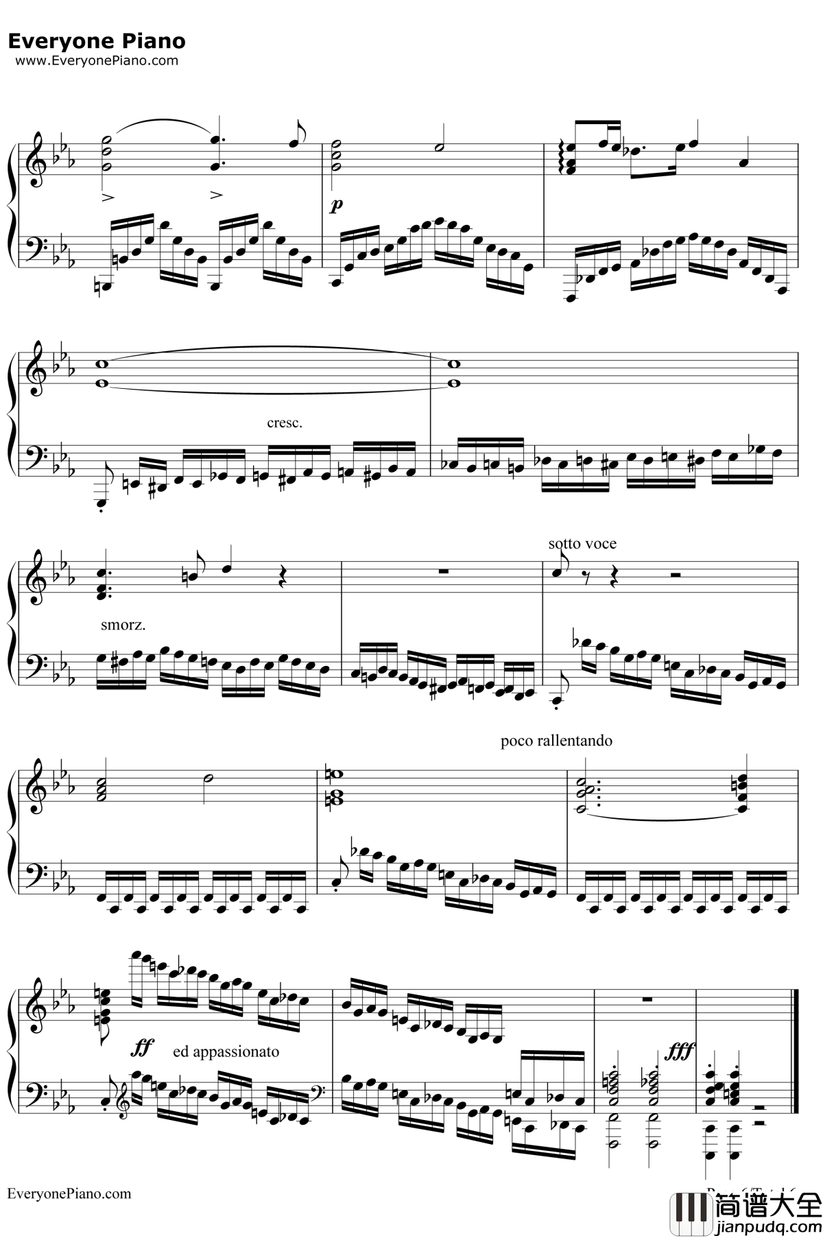 革命练习曲钢琴谱__肖邦