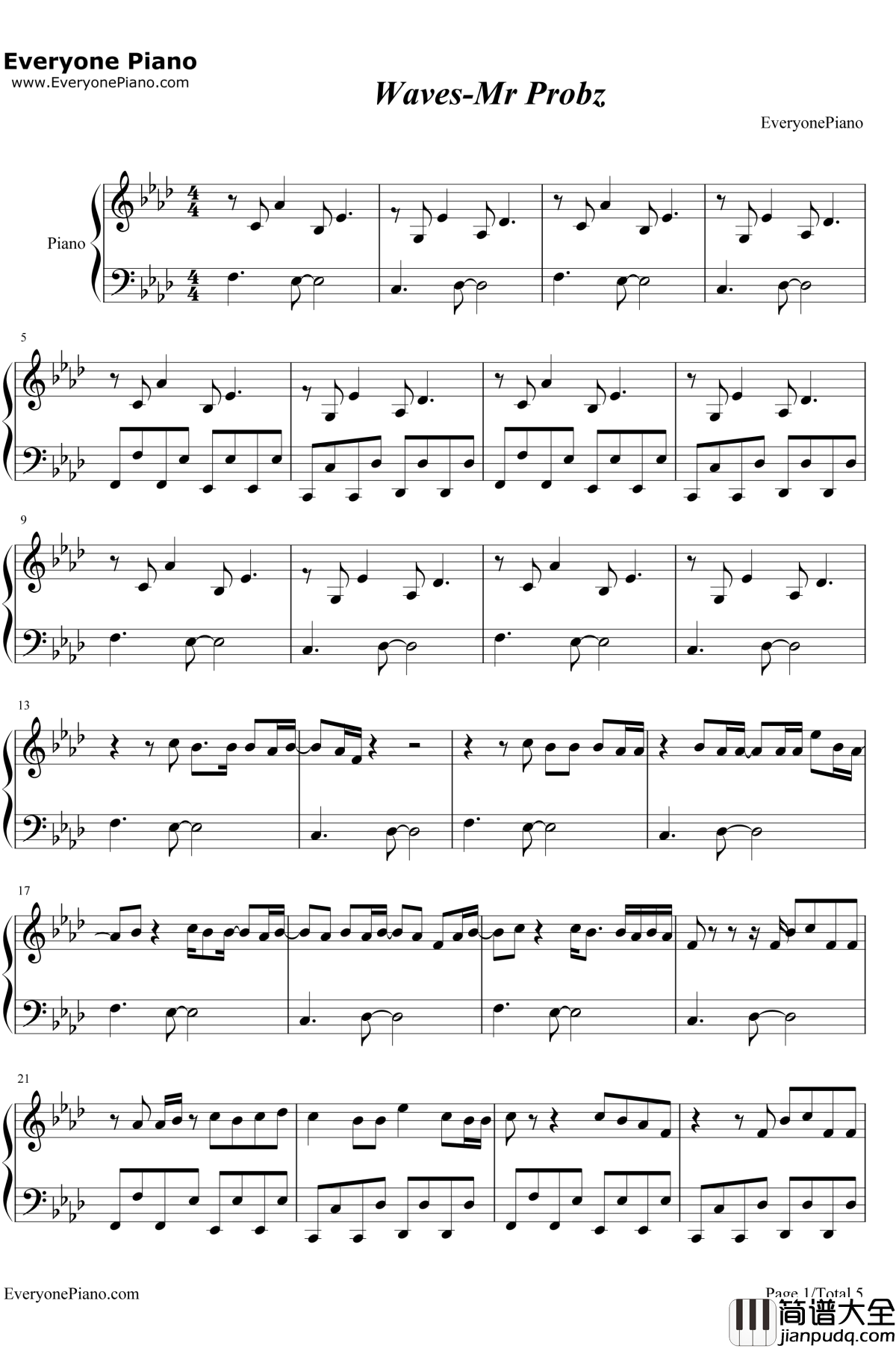 Waves钢琴谱_MrProbz