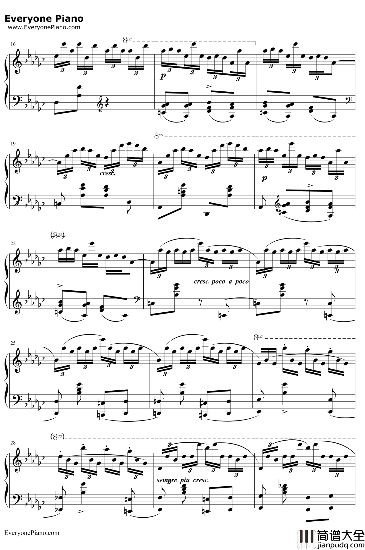 黑键练习曲钢琴谱_肖邦_肖邦练习曲OP10NO5