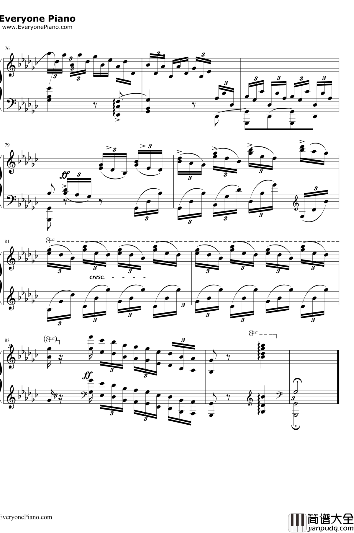 黑键练习曲钢琴谱_肖邦_肖邦练习曲OP10NO5