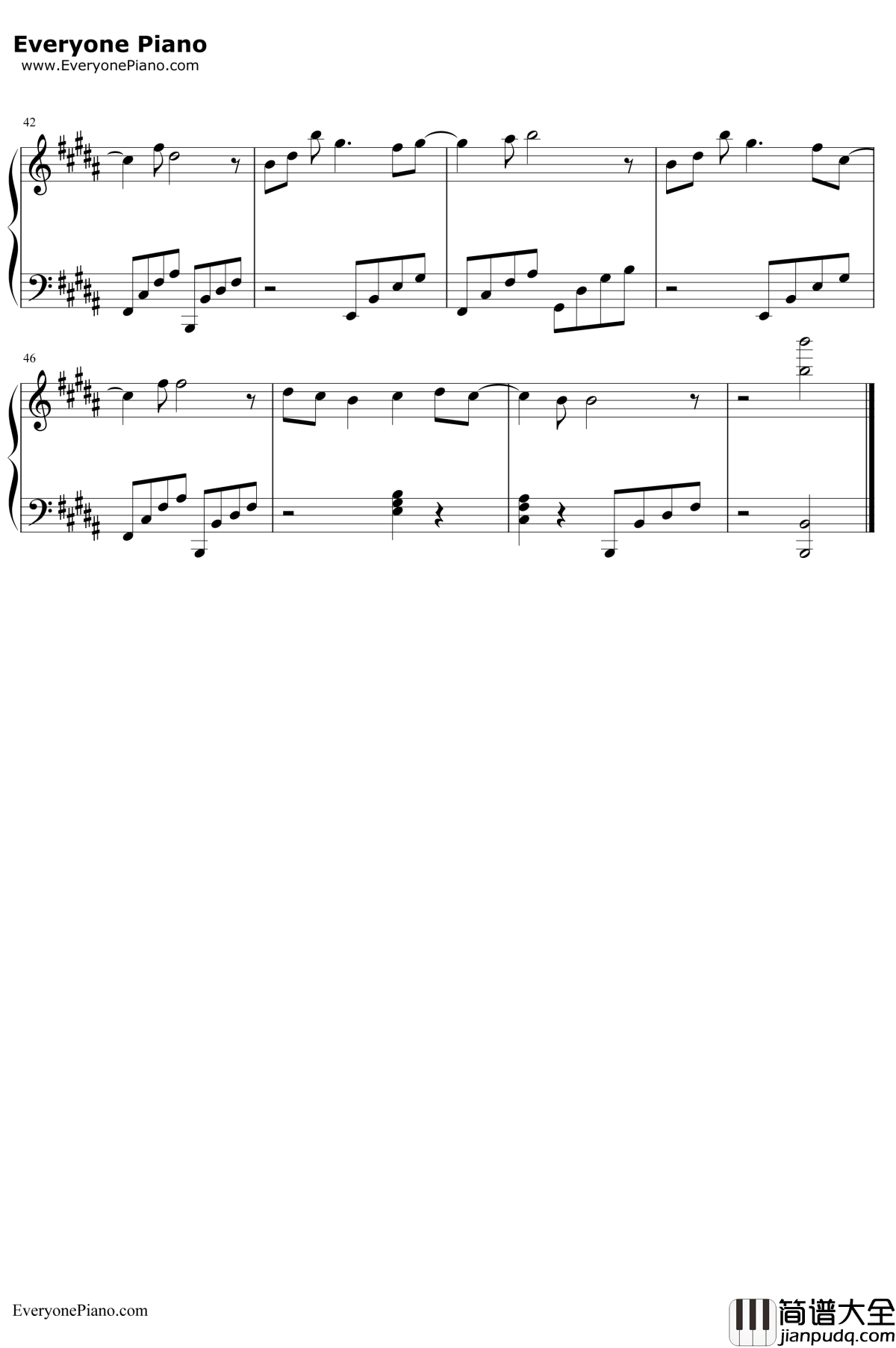 万物初始之风钢琴谱_平原绫香_BeginningWind