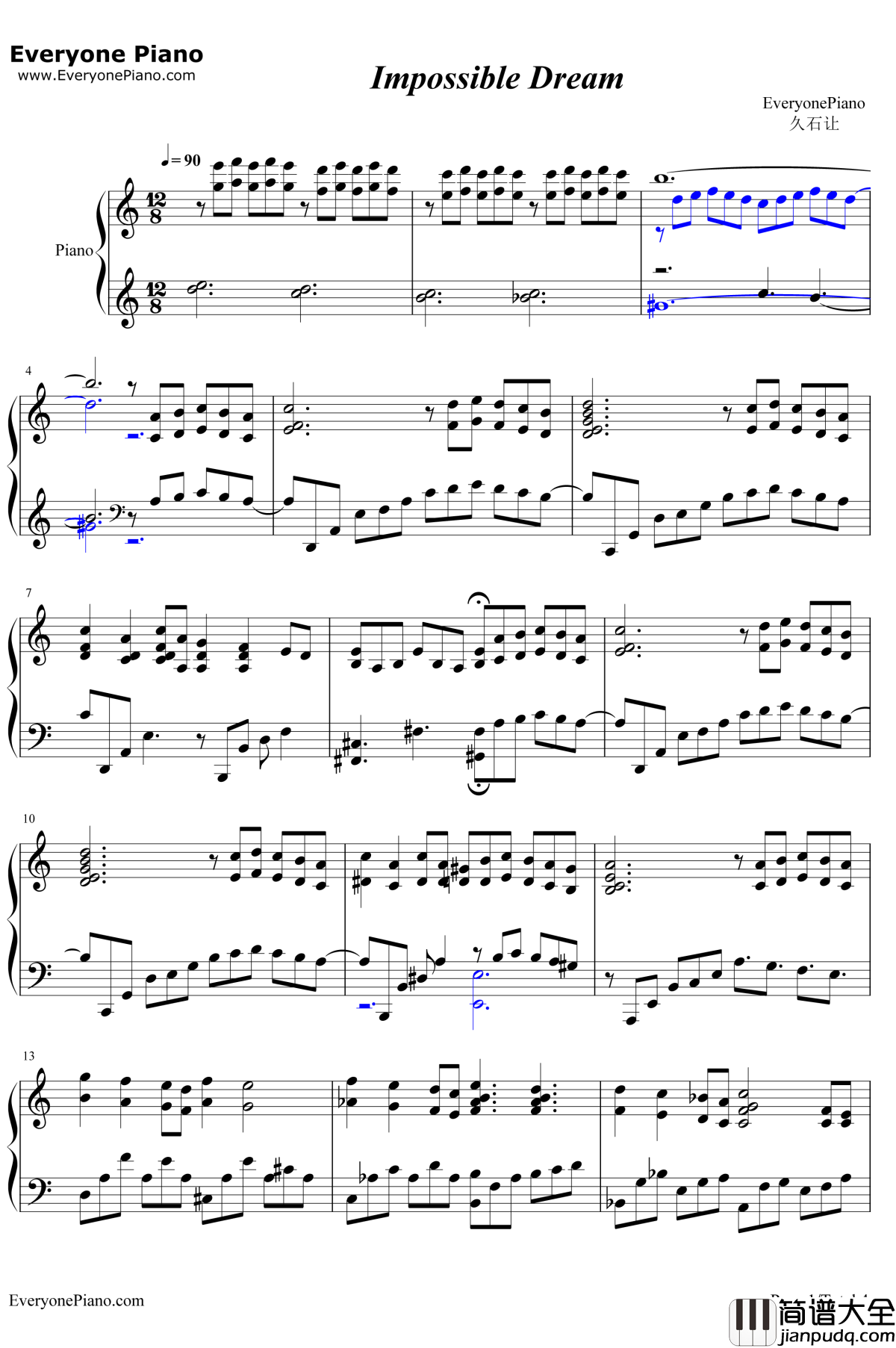 Impossible_Dream钢琴谱__久石让