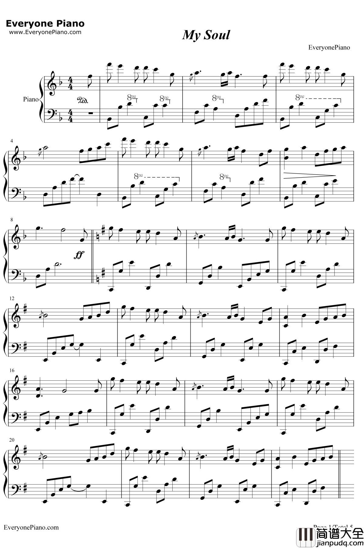 My_Soul钢琴谱__July