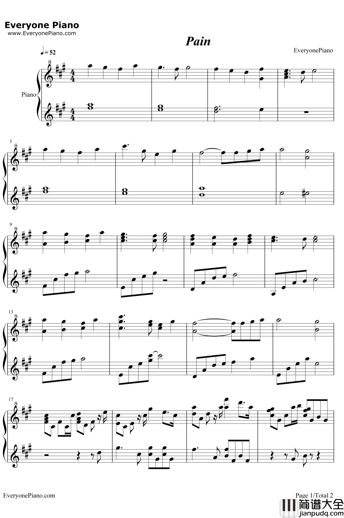 Pain钢琴谱_AimeeB及川リン_鬼泣OST