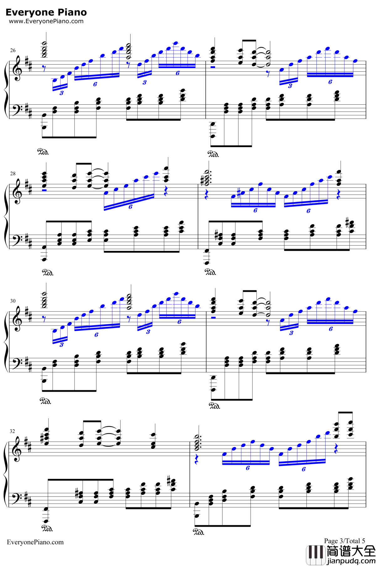 天空之城钢琴谱_久石让_狂野版