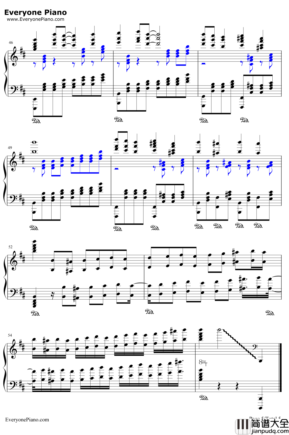 天空之城钢琴谱_久石让_狂野版