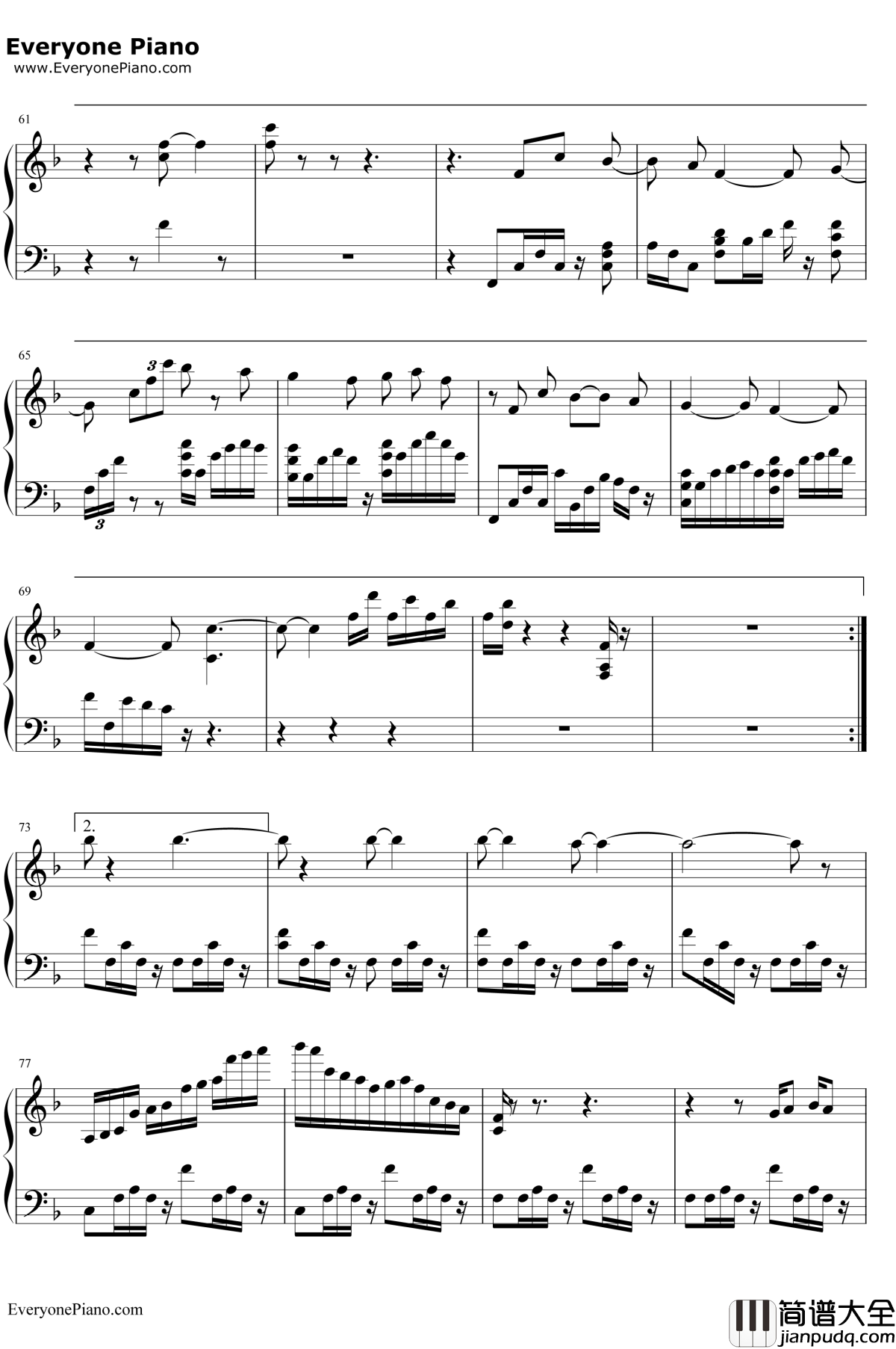 魔法使いの夜~メインテーマ钢琴谱_深泽秀行_魔法使之夜BGM